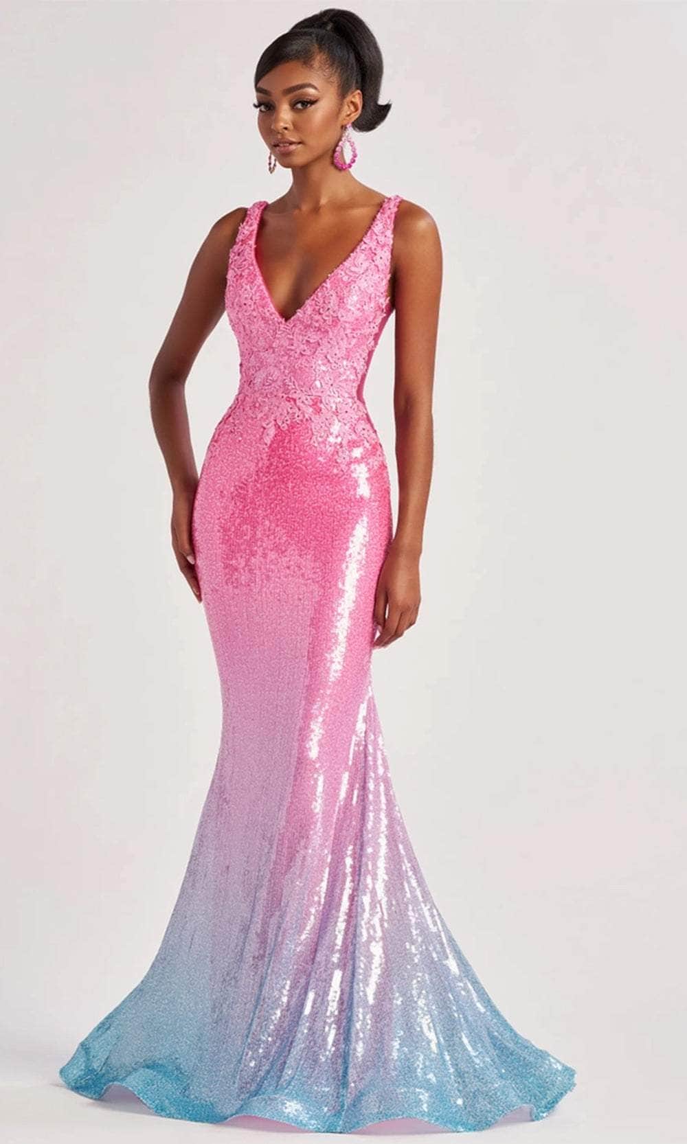 ombre sequin bridesmaid dresses Andrea & Leo A1173 Long Sleeve Diamond Ombre Formal Dress