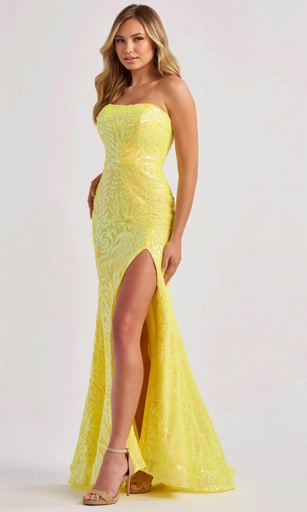 Colette By Daphne CL8610 - Strapless Sequin Mermaid Gown Prom Dresses / 00  Sunshine