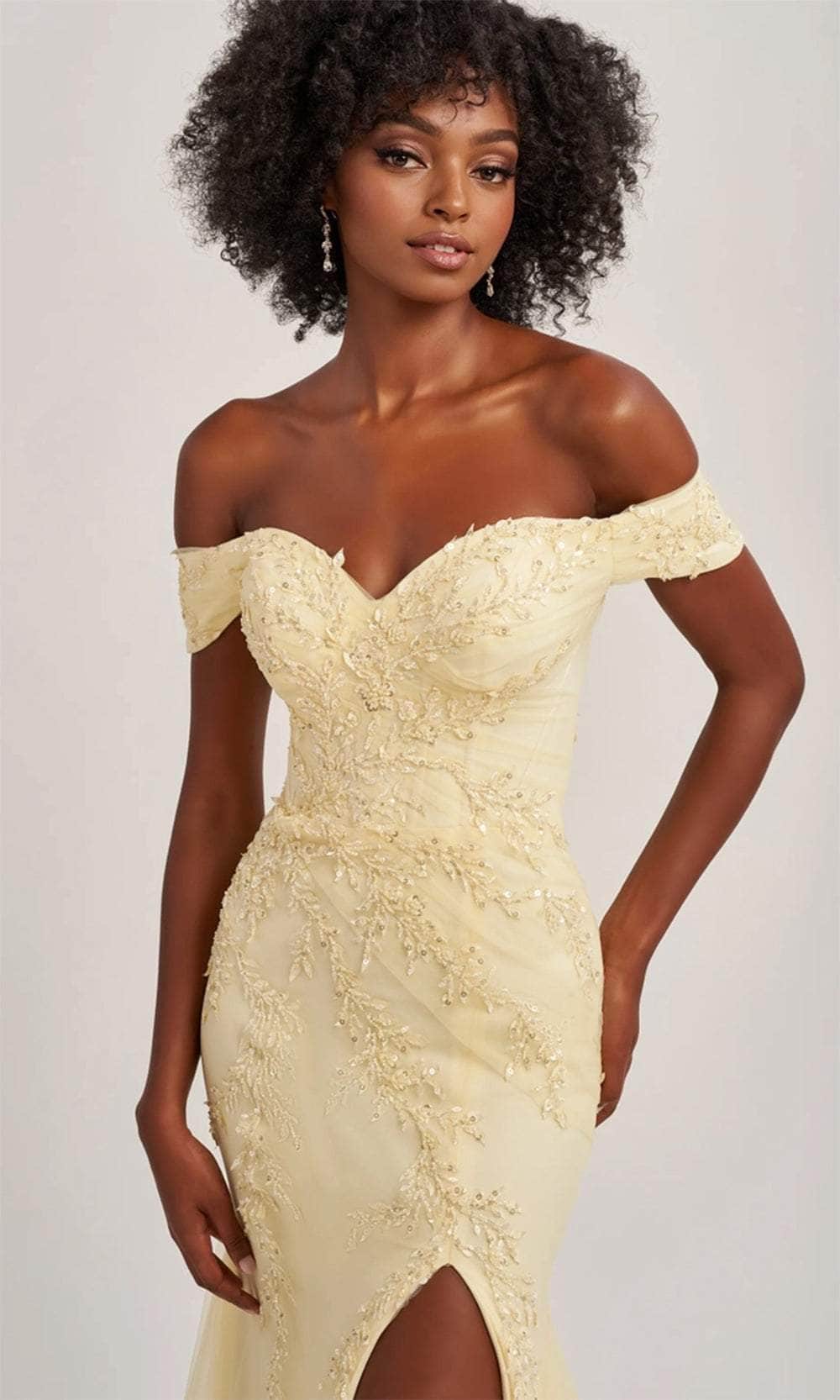 Colette By Daphne CL8645 - Foliage Detailed Prom Gown