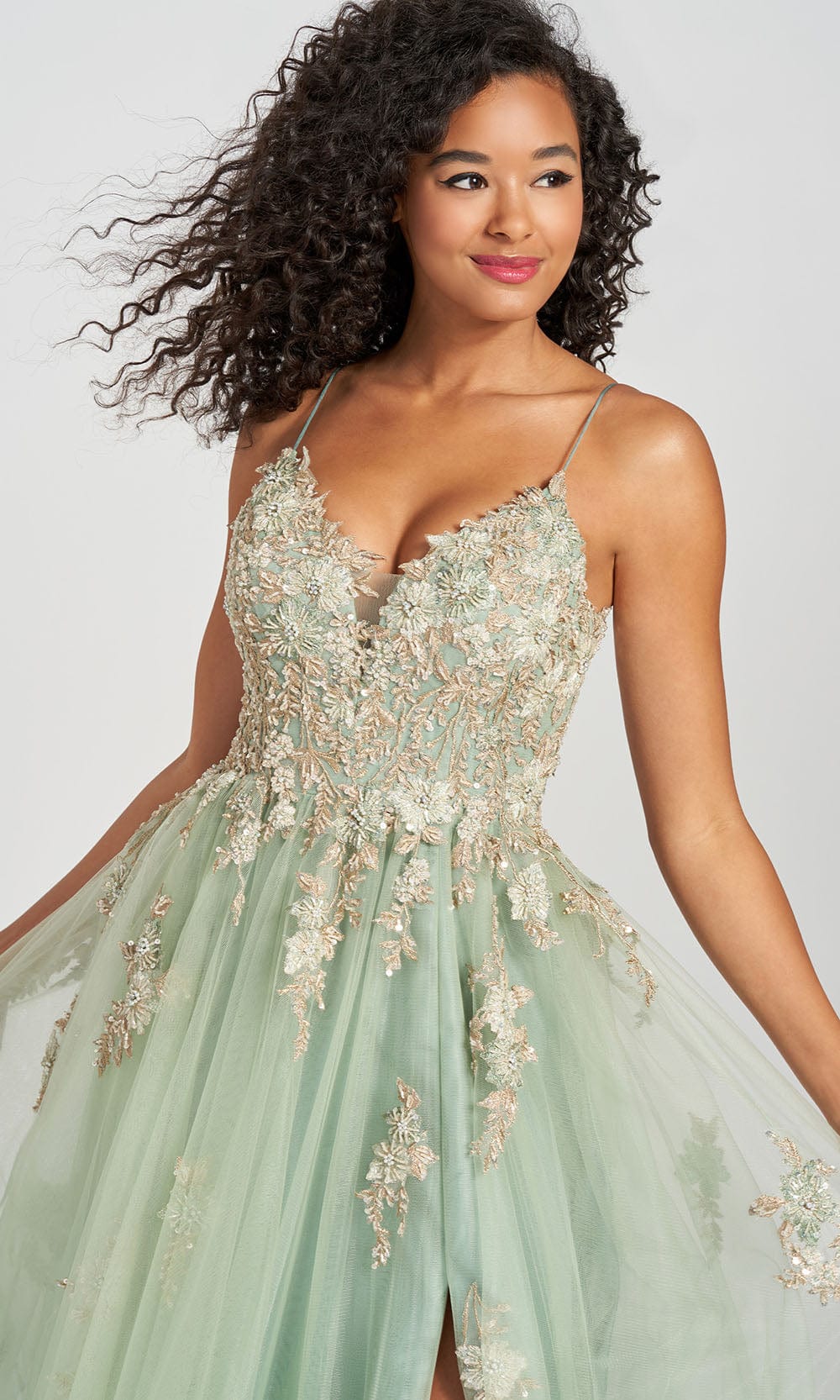 Colette For Mon Cheri CL12207 - Tulle Ball Gown With Slit Prom Dresses