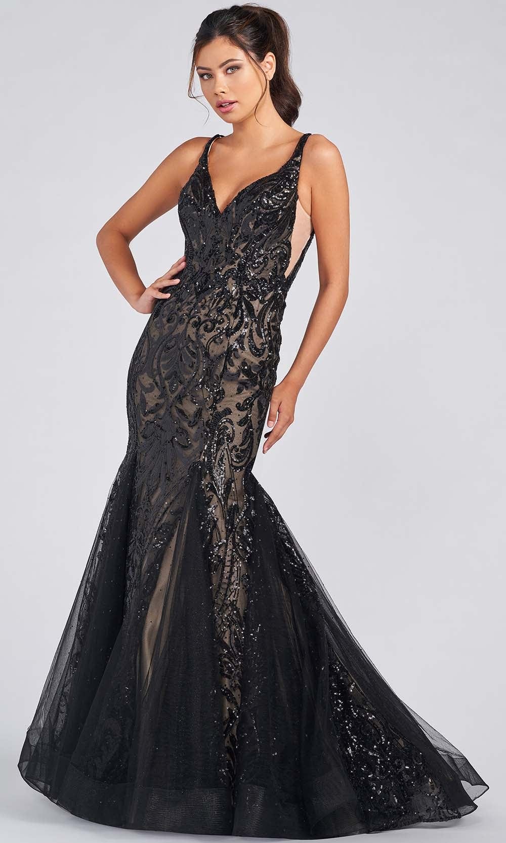 Colette For Mon Cheri CL12260 - Sequin Long Prom Dress Prom Dresses 00 / Black/Nude