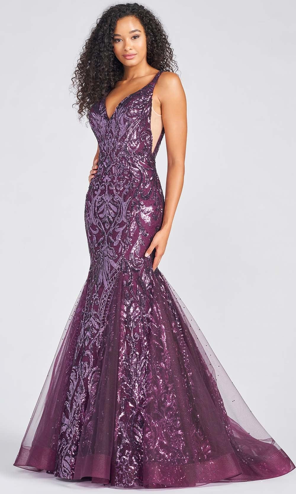 Colette For Mon Cheri CL12260 - Sequin Long Prom Dress Prom Dresses 00 / Plum
