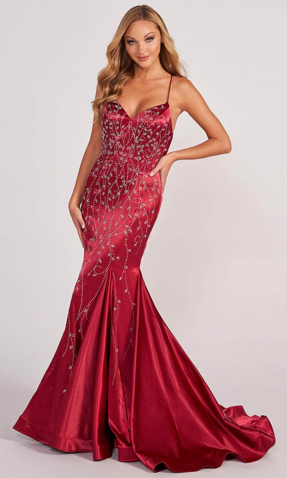 Colette for Mon Cheri CL2043 - Sleeveless Mermaid Evening Gown Prom Dresses 00 / Burgandy