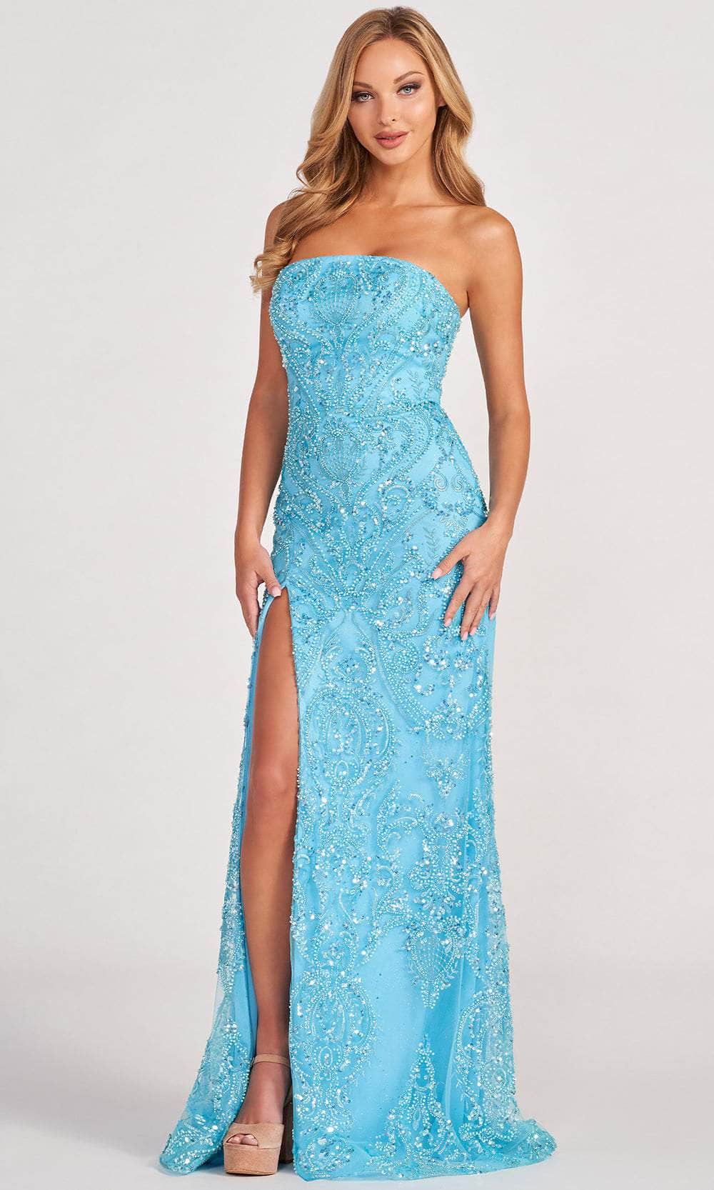 Colette for Mon Cheri CL2046 - Beaded Tulle Prom Dress Prom Dresses 00 / Turquoise