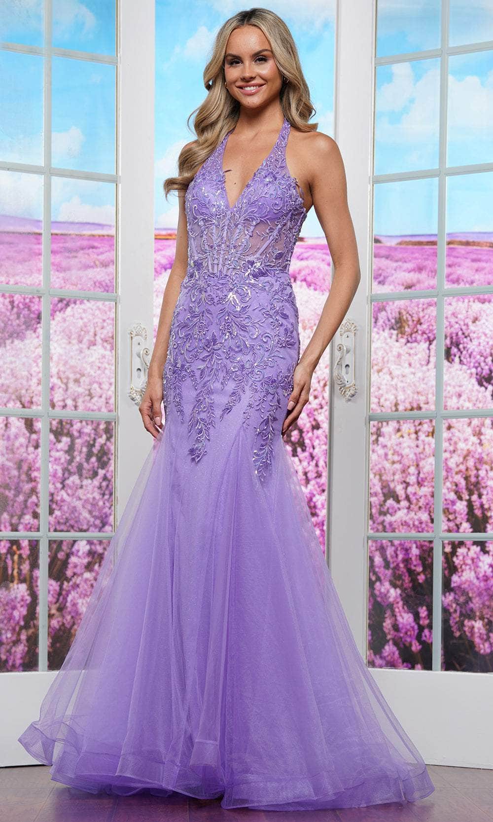 embroidered mesh prom dress Embroidery Sequin Sheer Bodice Mesh A-line Long Dress 2XL / Light Pink