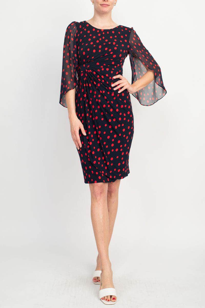 Connected Apparel TFW01832M1 - Printed Ruched Bodice Cocktail Dress Connected Apparel TFW01832M1 - Printed Ruched Bodice Cocktail Dress