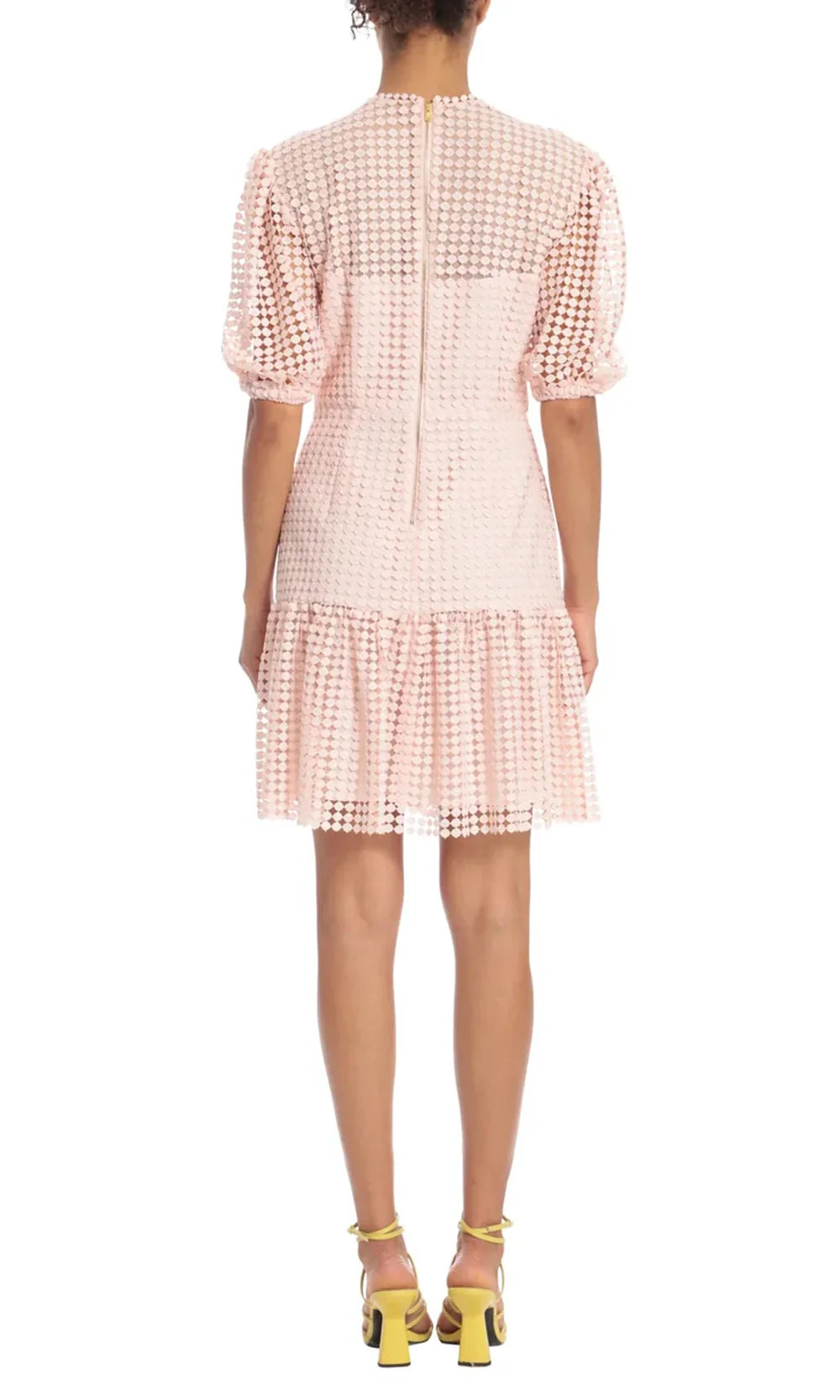 Donna Morgan D8047M - Puff Sleeve Textured Lace Short Dress Wedding Guest
