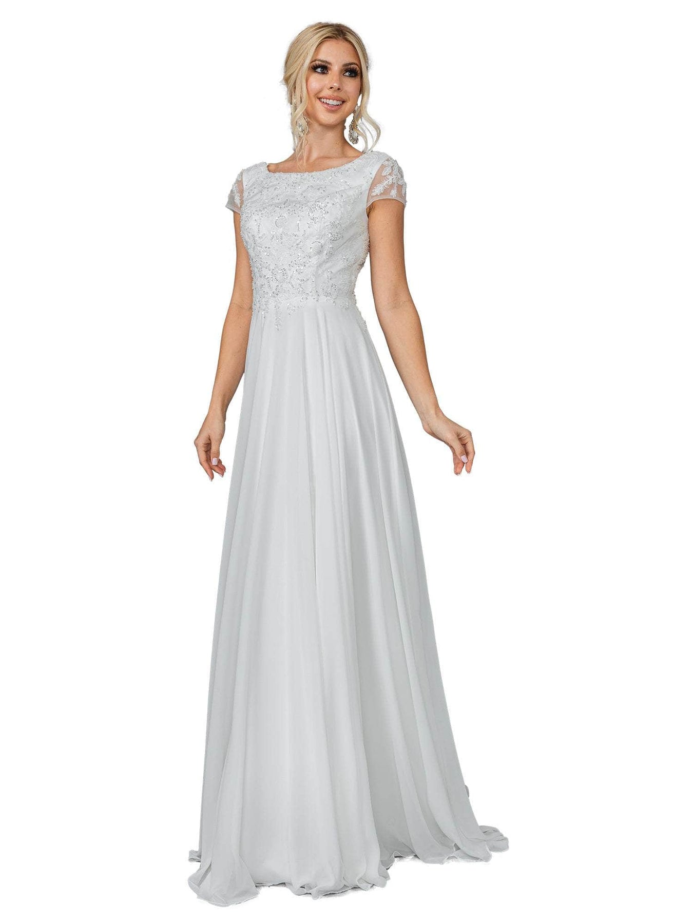 Dancing Queen 0190 - Bateau Neck A-Line Wedding Gown Wedding Dresses