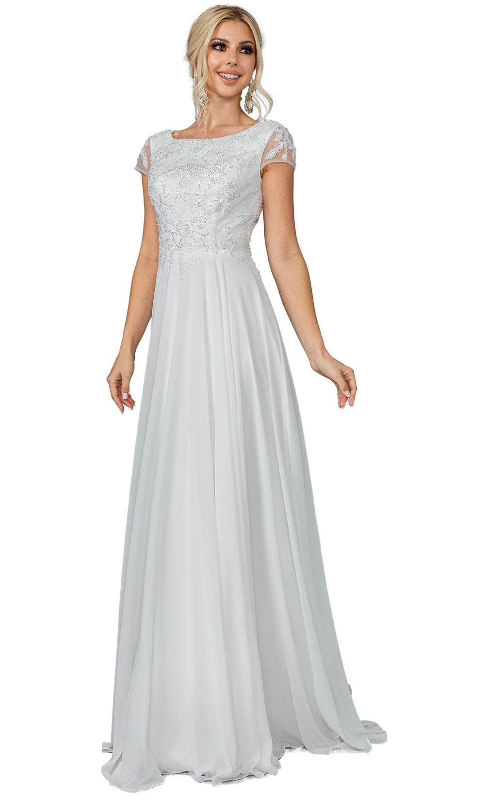 Dancing Queen 0190 - Bateau Neck A-Line Wedding Gown Wedding Dresses XS /  Off White
