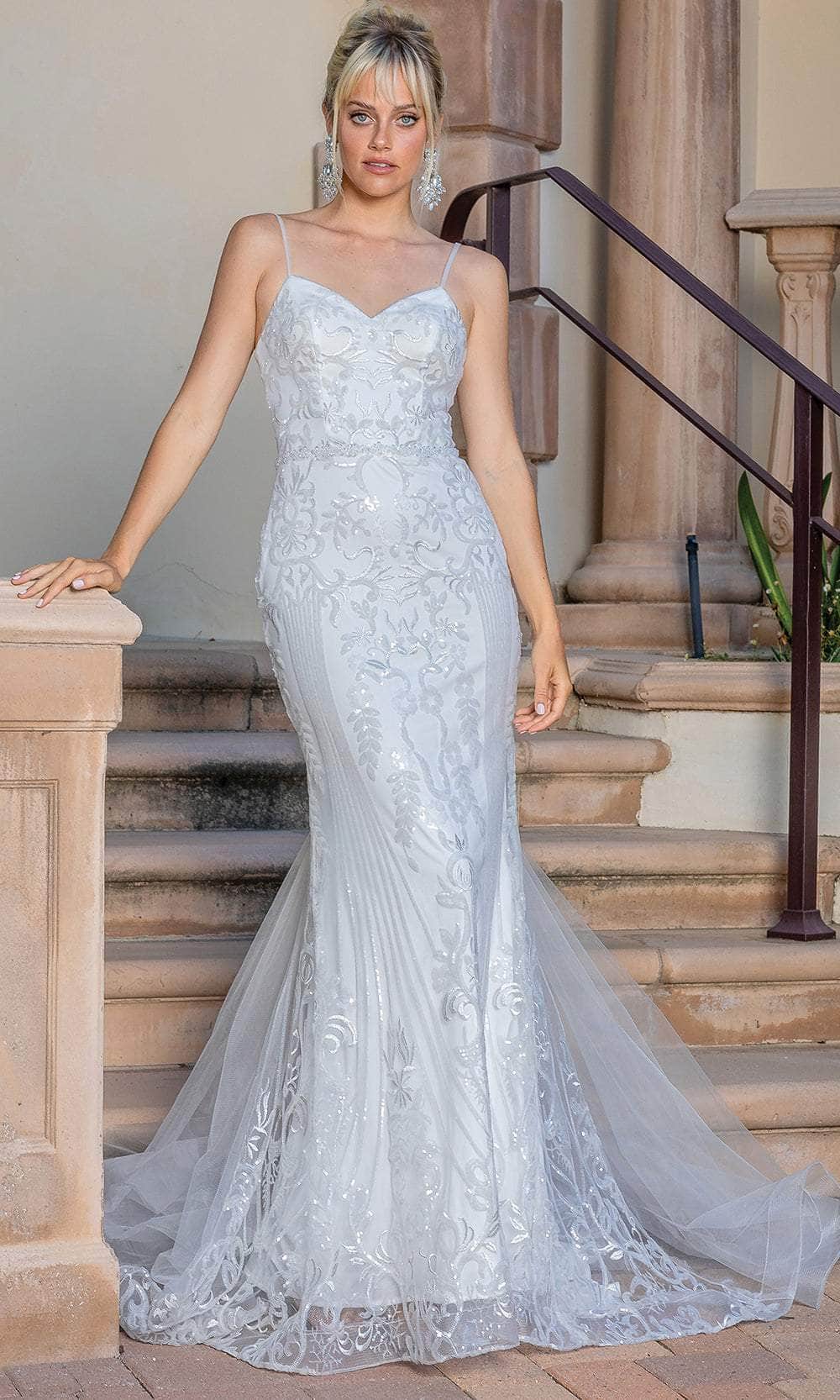 Dancing Queen Danq_0216 - Long Sheath Dress - Sleeveless, Spaghetti Straps, Embroidered, Lace-Up Tie, Back Zipper Closure, Train ADASA Dancing Queen Danq_0216 - Long Sheath Dress - Sleeveless, Spaghetti Straps, Embroidered, Lace-Up Tie, Back Zipper Closure, Train ADASA