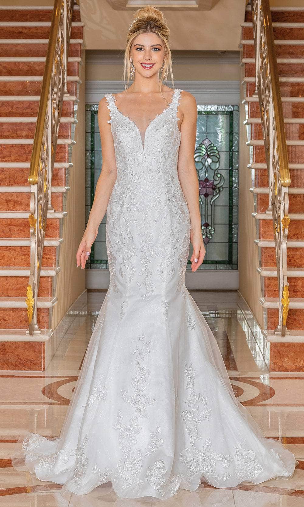 Dancing Queen Danq_0253 - Long Mermaid Dress - Sleeveless, Fitted Bodice, Sheer Insert, Embroideries, Open Back, Mid-Open Back, Buttons, Train XS / Dancing Queen Danq_0253 - Long Mermaid Dress - Sleeveless, Fitted Bodice, Sheer Insert, Embroideries, Open Back, Mid-Open Back, Buttons, Train XS /