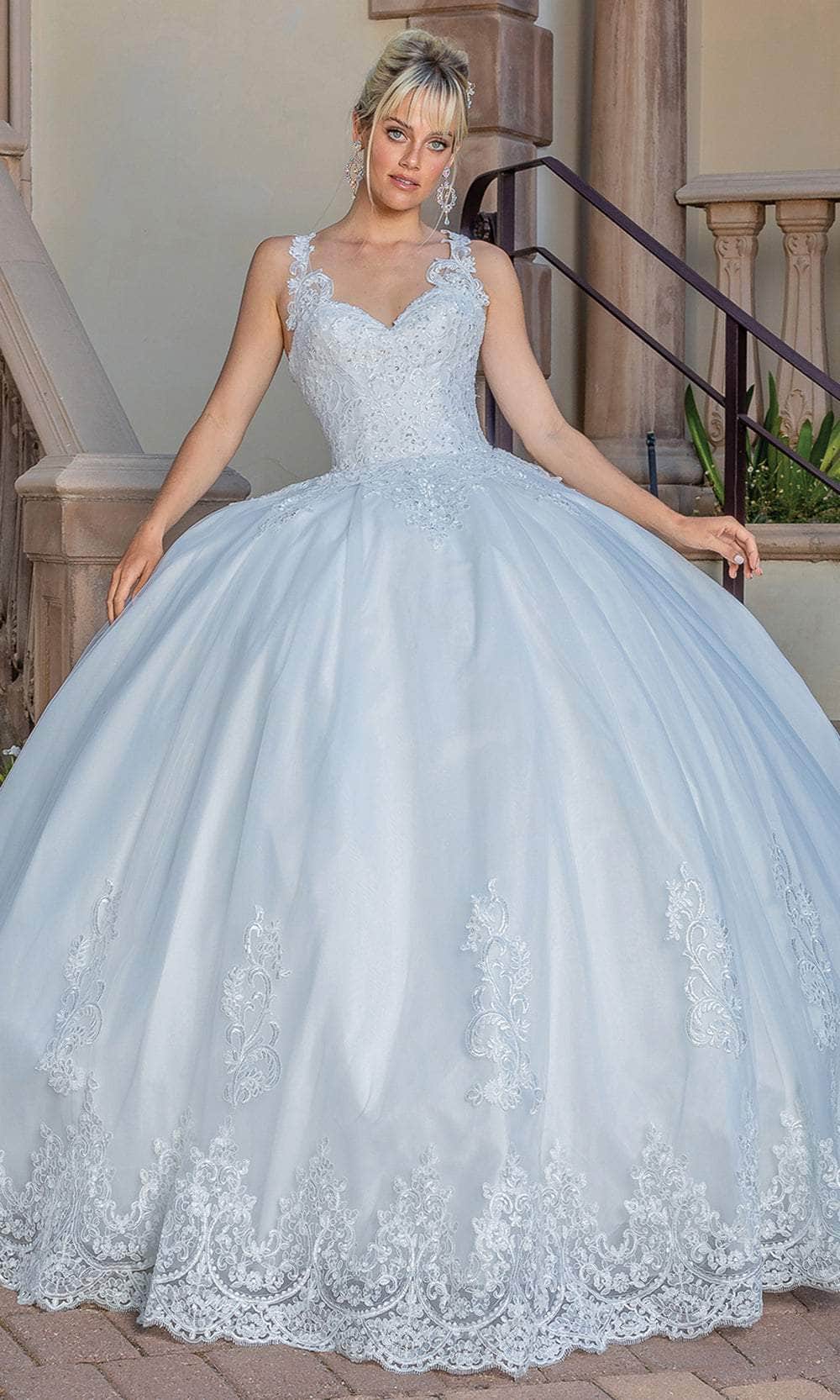 Dancing Queen 0259 - Sleeveless Embroidered Ballgown Quinceanera Dresses XS /  Off White