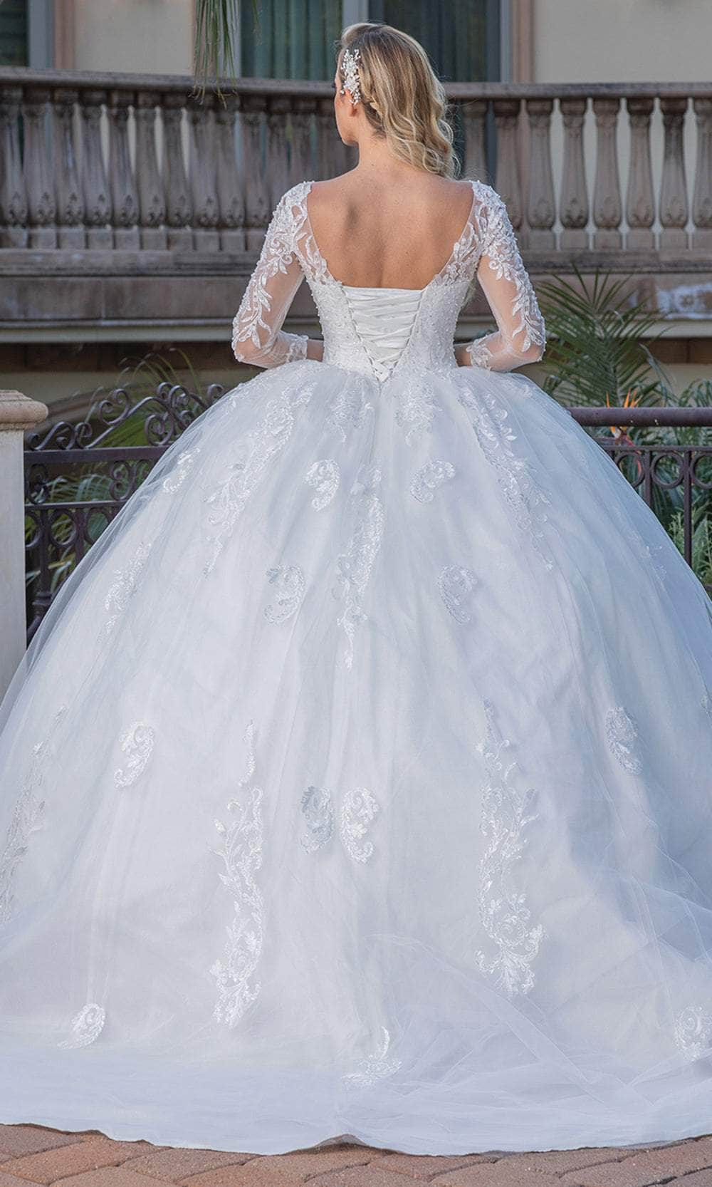 Dancing Queen 0264 - Long Sleeve Illusion Neck Ballgown Quinceanera Dresses