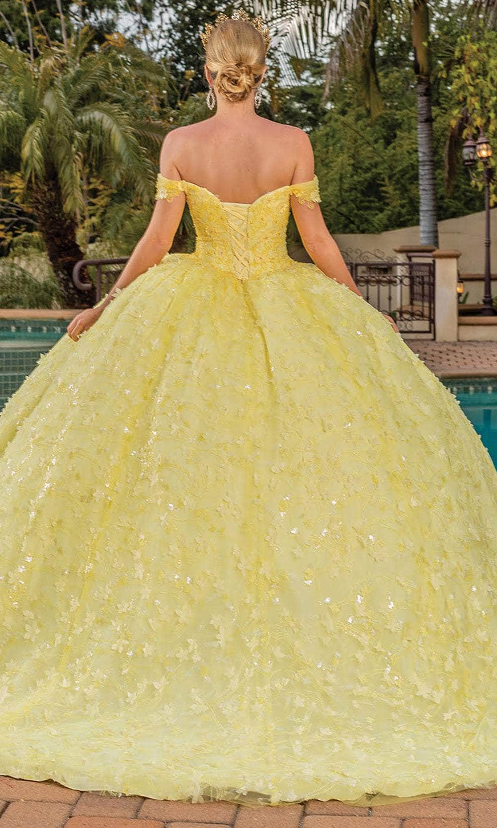 Dancing Queen 1757 - Floral Bodice Sweetheart Neckline Ballgown Quinceanera Dresses