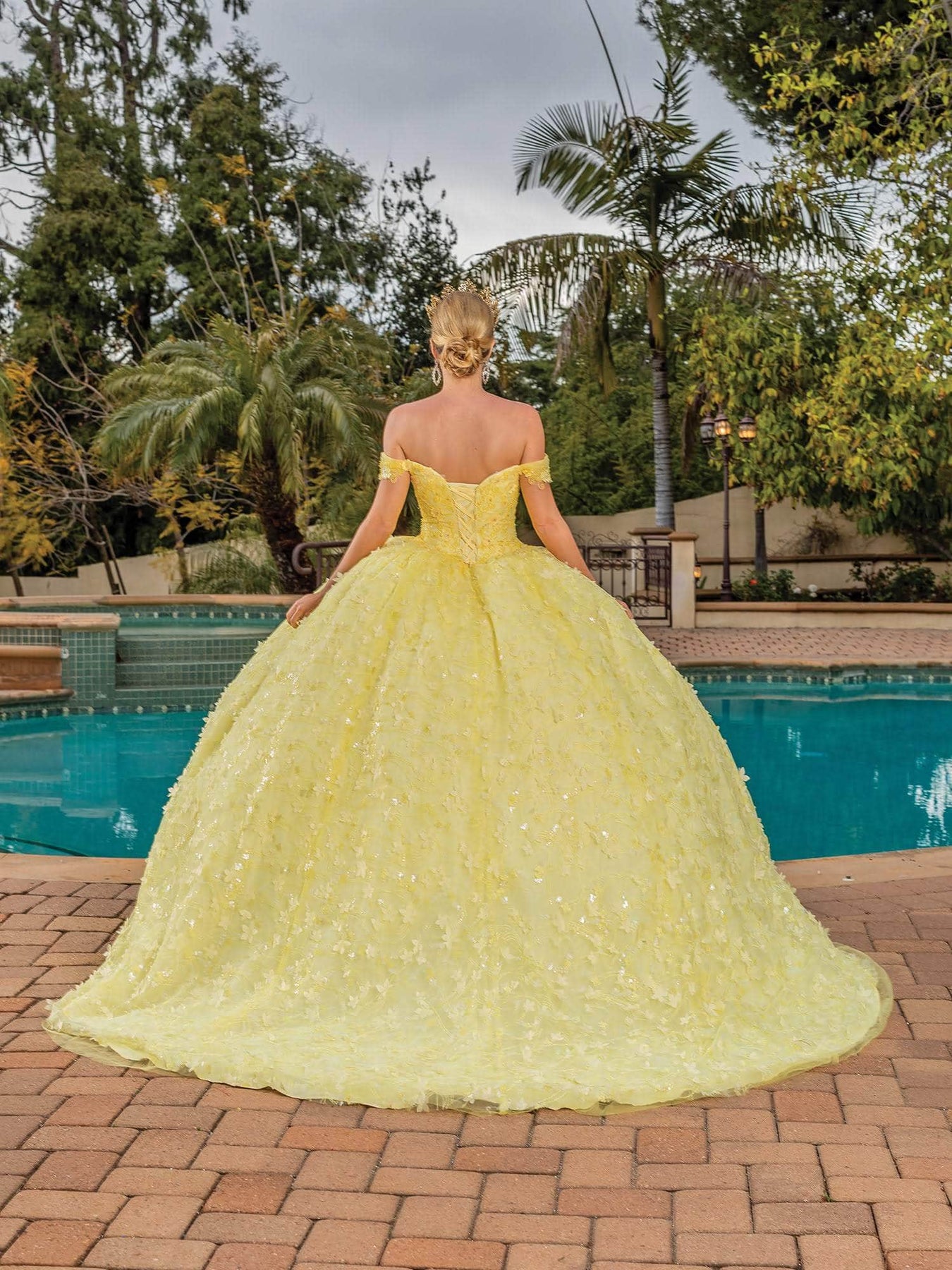 Dancing Queen 1757 - Floral Bodice Sweetheart Neckline Ballgown Quinceanera Dresses