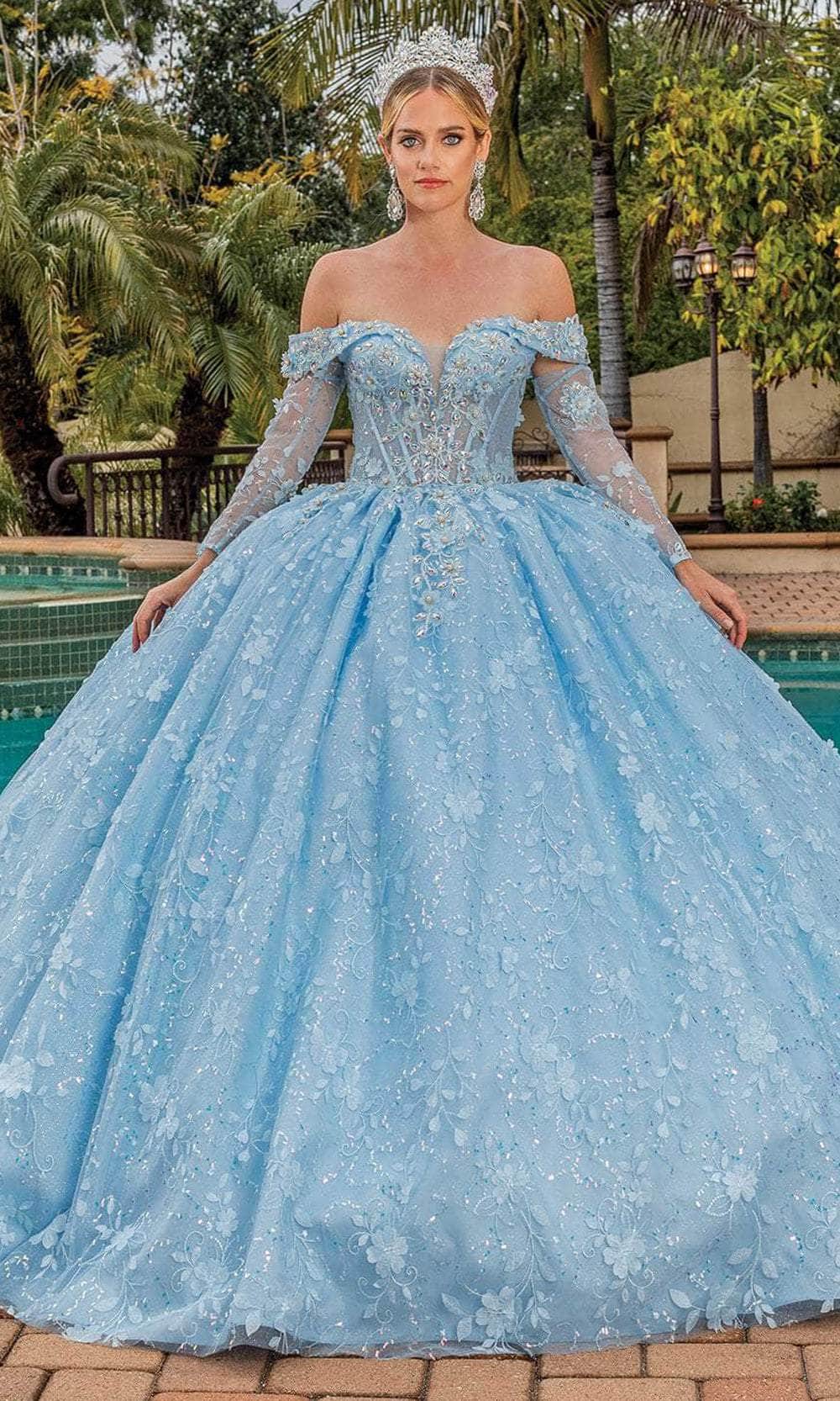 Dancing Queen 1890 Long Quinceanera Dress Black / Large