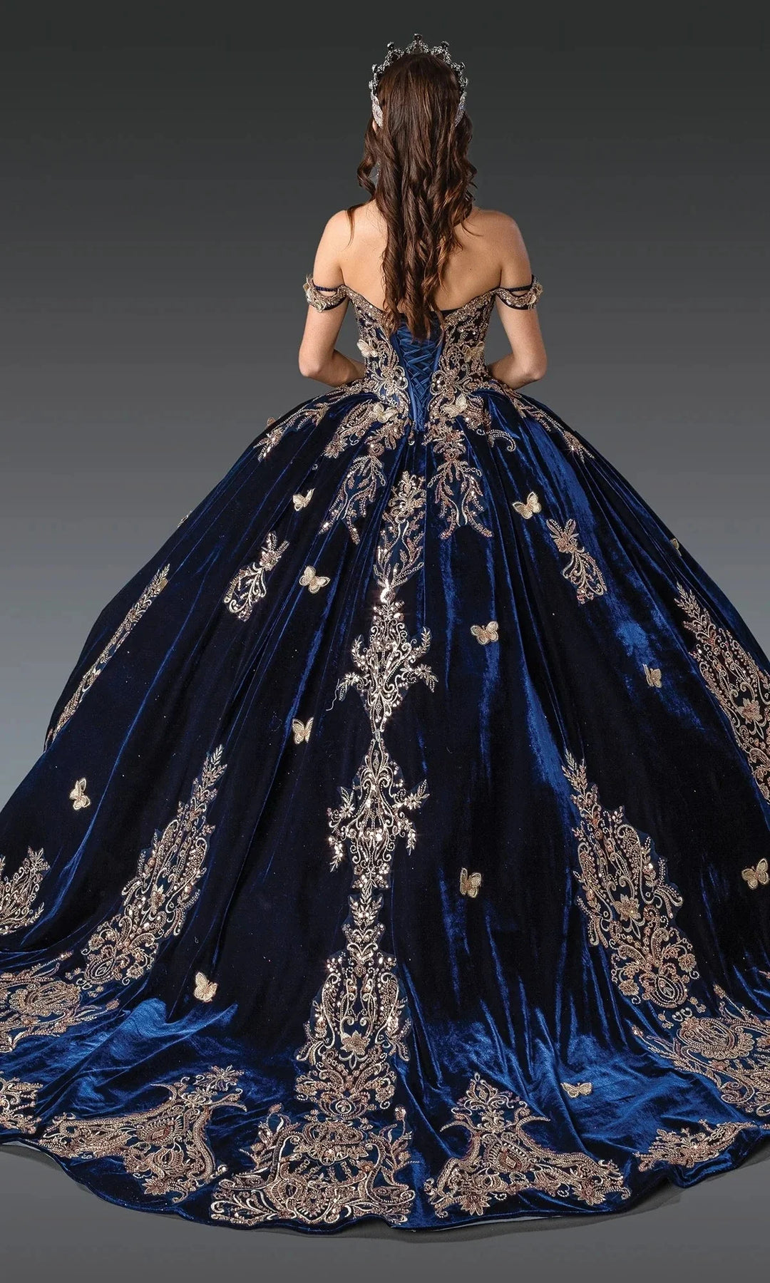 Dancing Queen 1931 - Beaded Embroidered Velvet Quince Gown Ball Gowns