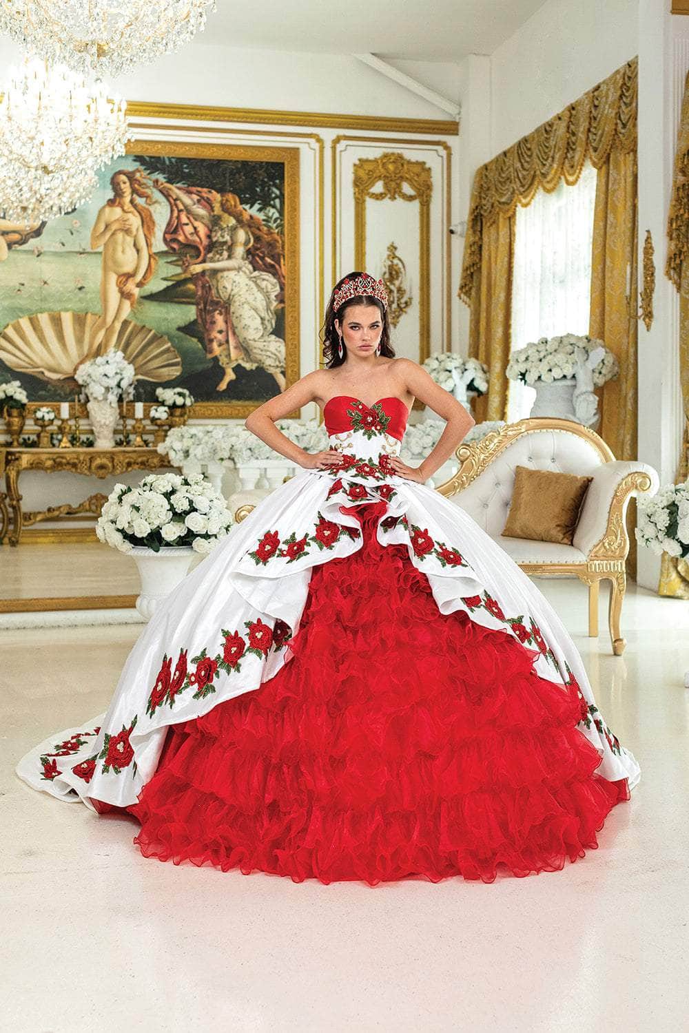 Dancing Queen 1934 - Floral Embroidered Strapless Ballgown Ball Gowns