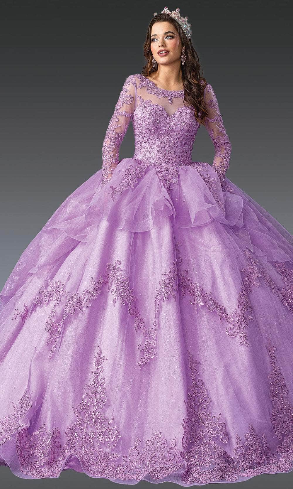 Dancing Queen 1956 - Long Sleeve Sequin Lace Ballgown Quinceanera Dresses XS /  Lilac