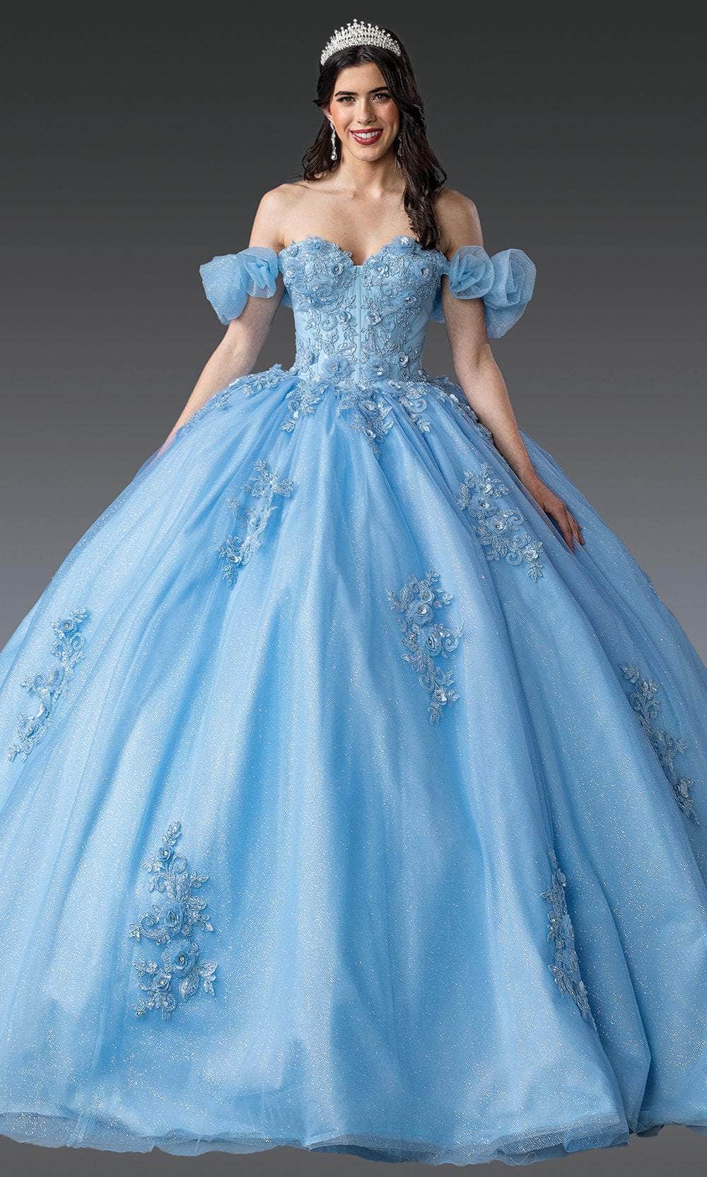 Dancing Queen 1976 Long Quinceanera Dress Bahama Blue / Small Dancing Queen 1976 Long Quinceanera Dress Bahama Blue / Small