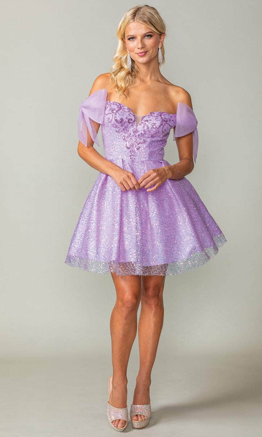 Dancing Queen 3363 - Beaded A-Line Cocktail Dress Special Occasion Dresses XS /  Lilac