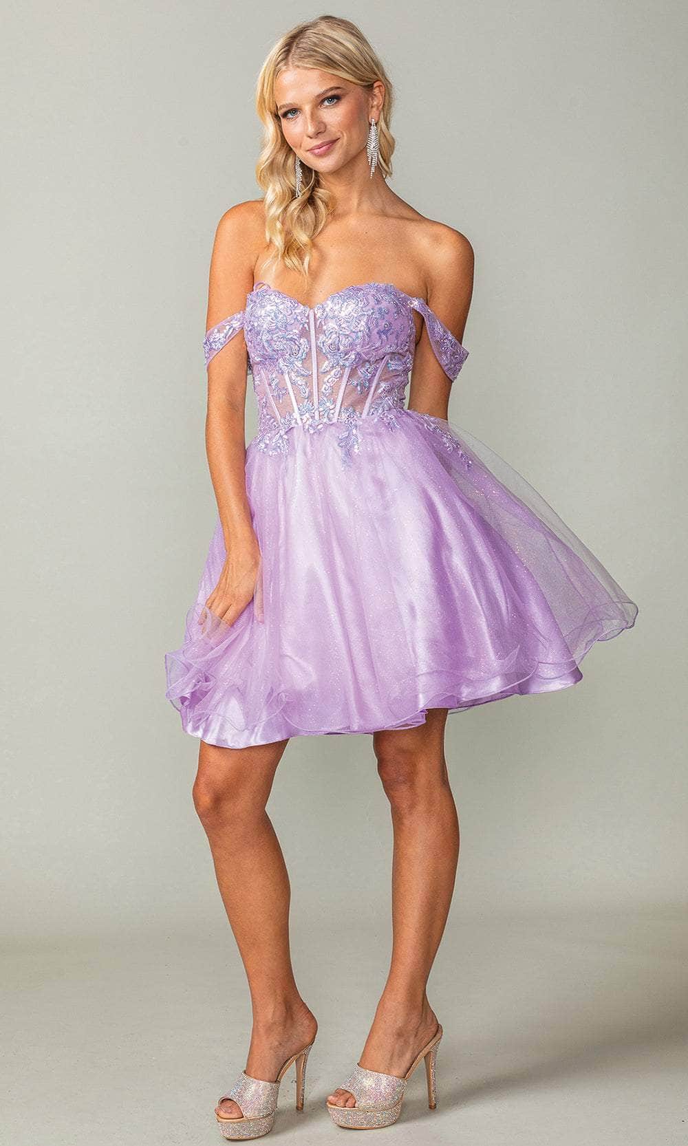 Dancing Queen 3383 - Applique Off Shoulder Cocktail Dress Special Occasion Dresses