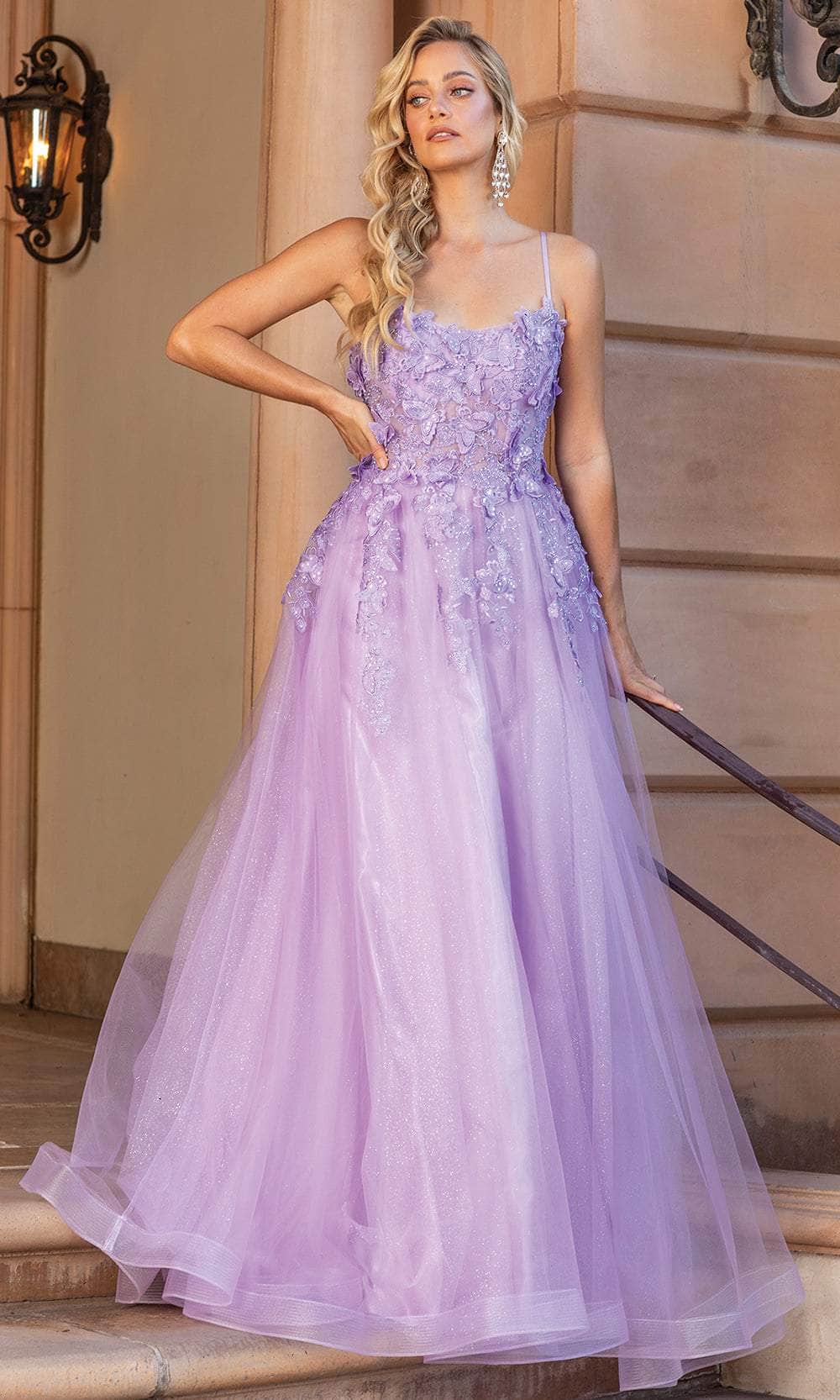 Dancing Queen Danq_4355 - Long A-Line Dress - Sleeveless, Spaghetti Strap, Embroidery, Beaded, Butterfly Appliques, Open Lace-Up Back, Horsehair Hem, Sweep Train ADASA Dancing Queen Danq_4355 - Long A-Line Dress - Sleeveless, Spaghetti Strap, Embroidery, Beaded, Butterfly Appliques, Open Lace-Up Back, Horsehair Hem, Sweep Train ADASA