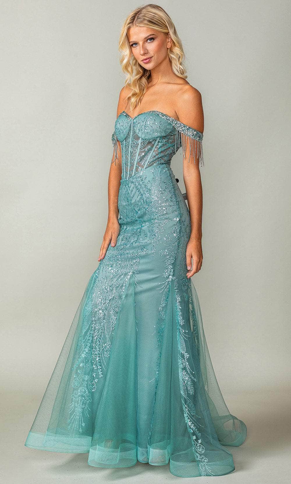 Dancing Queen 4365 - Off Shoulder Trumpet Prom Dress Prom Dresses