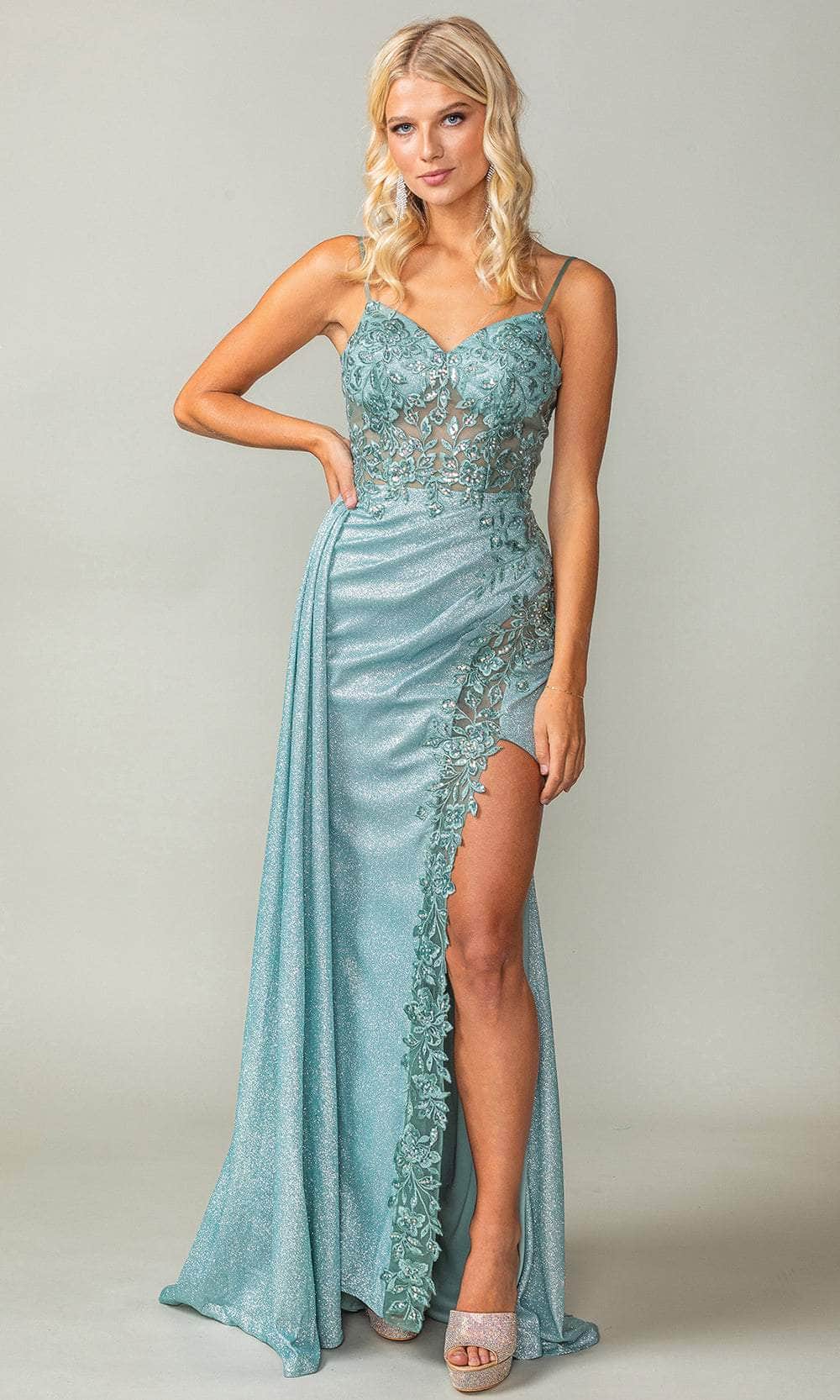 Dancing Queen 4377 - Spaghetti Strap Embroidered Prom Dress Prom Dresses