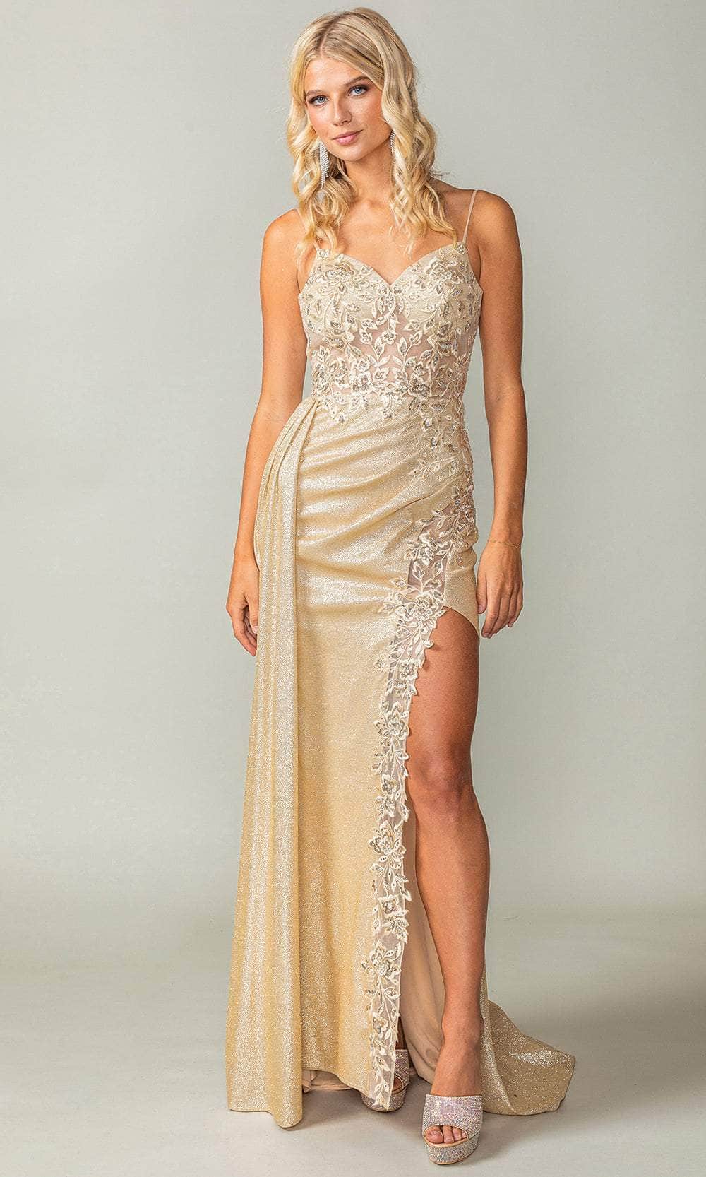 Dancing Queen 4377 - Spaghetti Strap Embroidered Prom Dress Prom Dresses