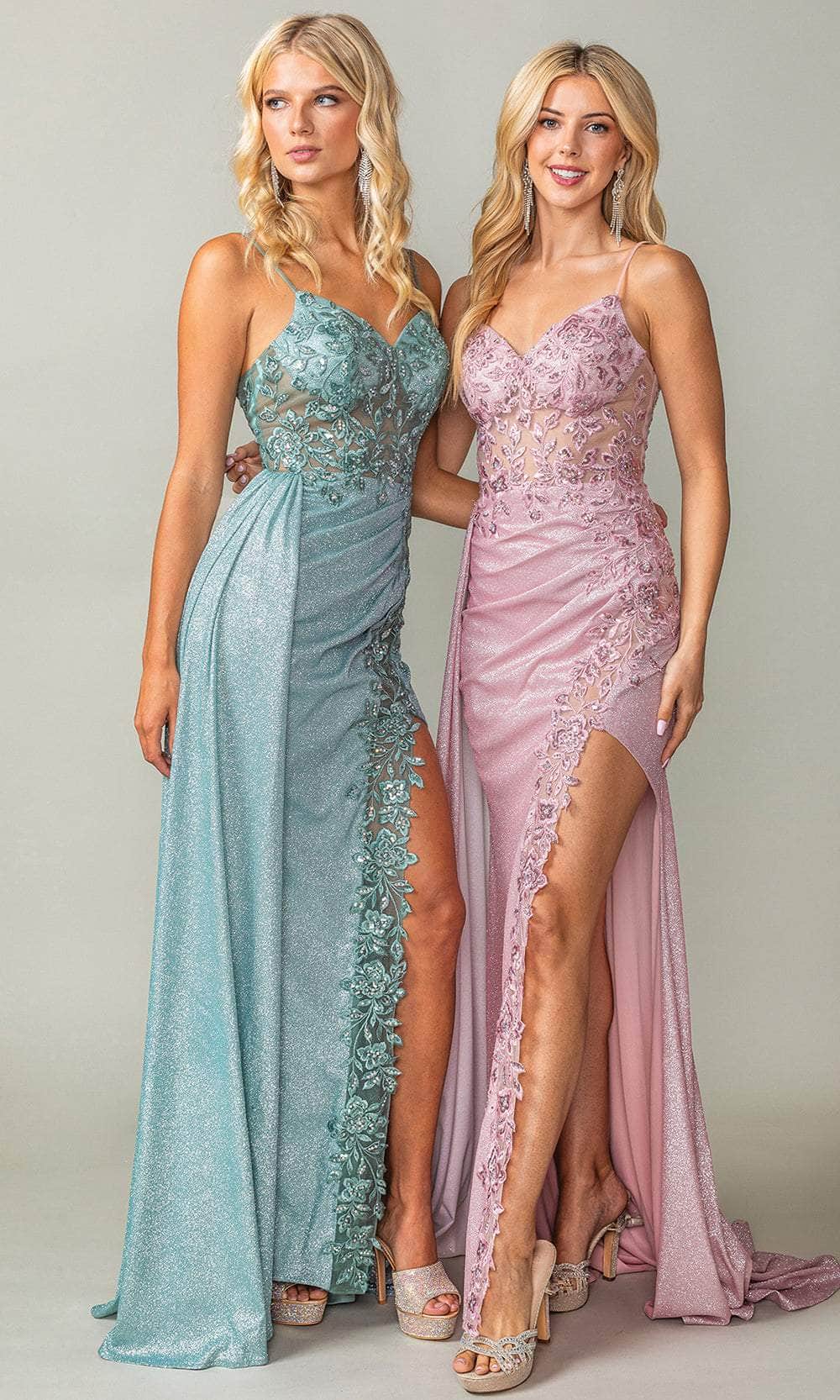 Dancing Queen 4377 - Spaghetti Strap Embroidered Prom Dress Prom Dresses