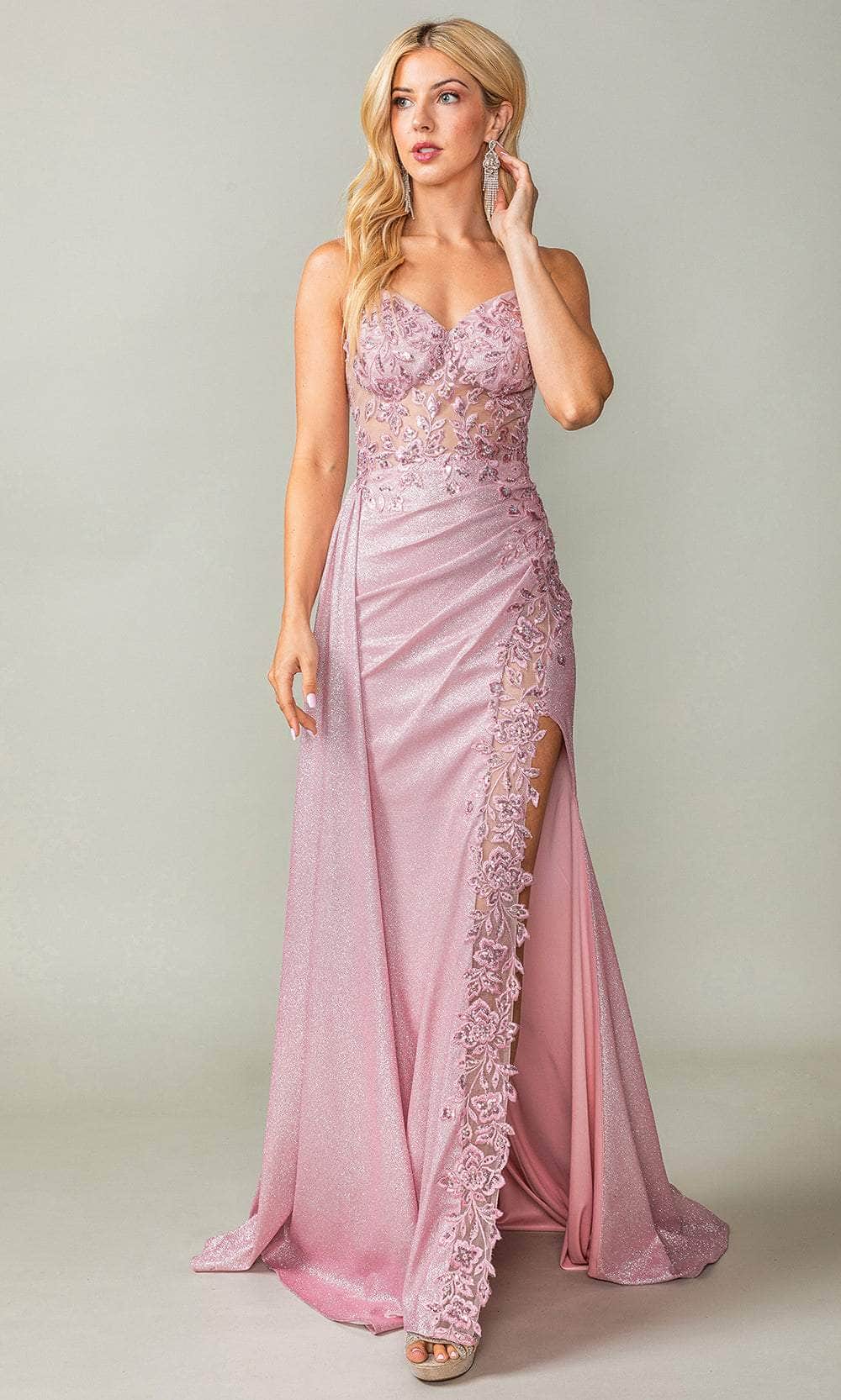 Dancing Queen 4377 - Spaghetti Strap Embroidered Prom Dress Prom Dresses