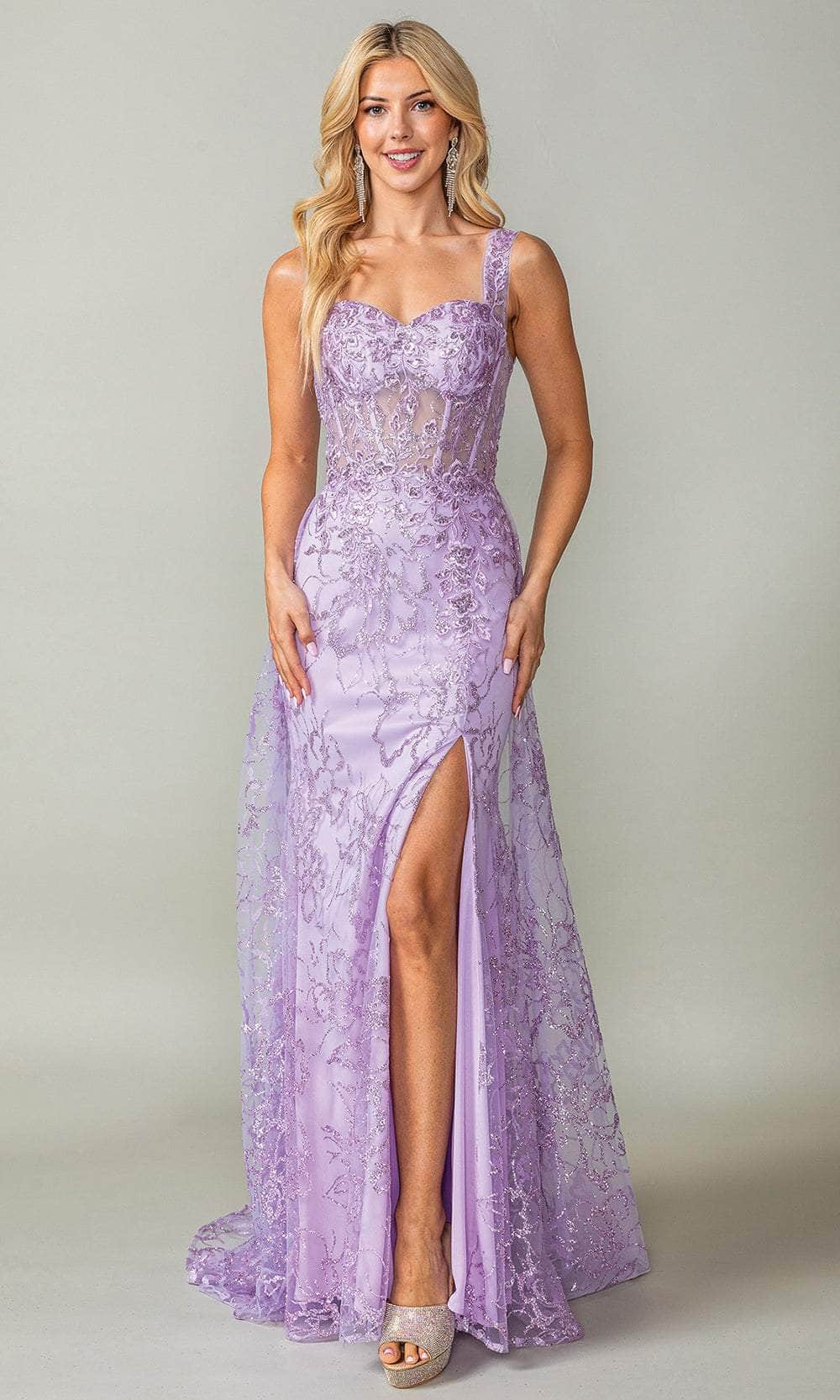 Dancing Queen 4379 - Floral Glitter Sweetheart Prom Dress Prom Dresses