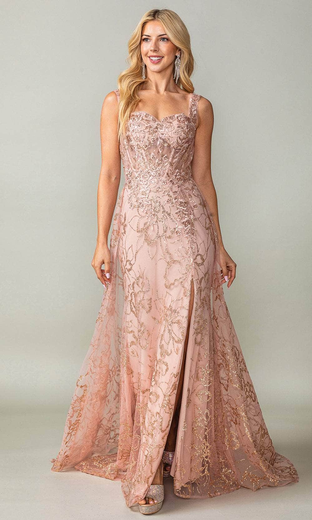 Dancing Queen 4379 - Floral Glitter Sweetheart Prom Dress Prom Dresses