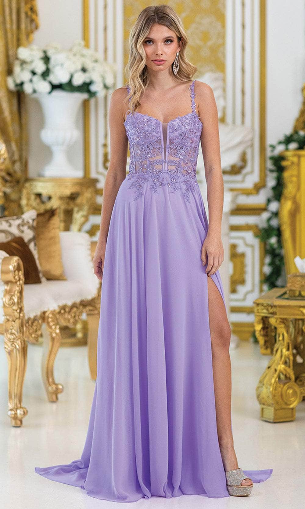 sleeveless long beaded illusion bodice prom dress Illusion-Beaded-Bodice Long Prom Dress