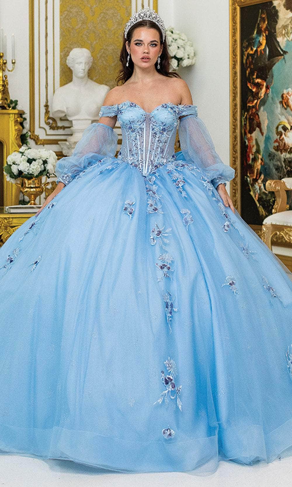 Dancing Queen 5005 Long Quinceanera Dress Bahama Blue / Medium Dancing Queen 5005 Long Quinceanera Dress Bahama Blue / Medium