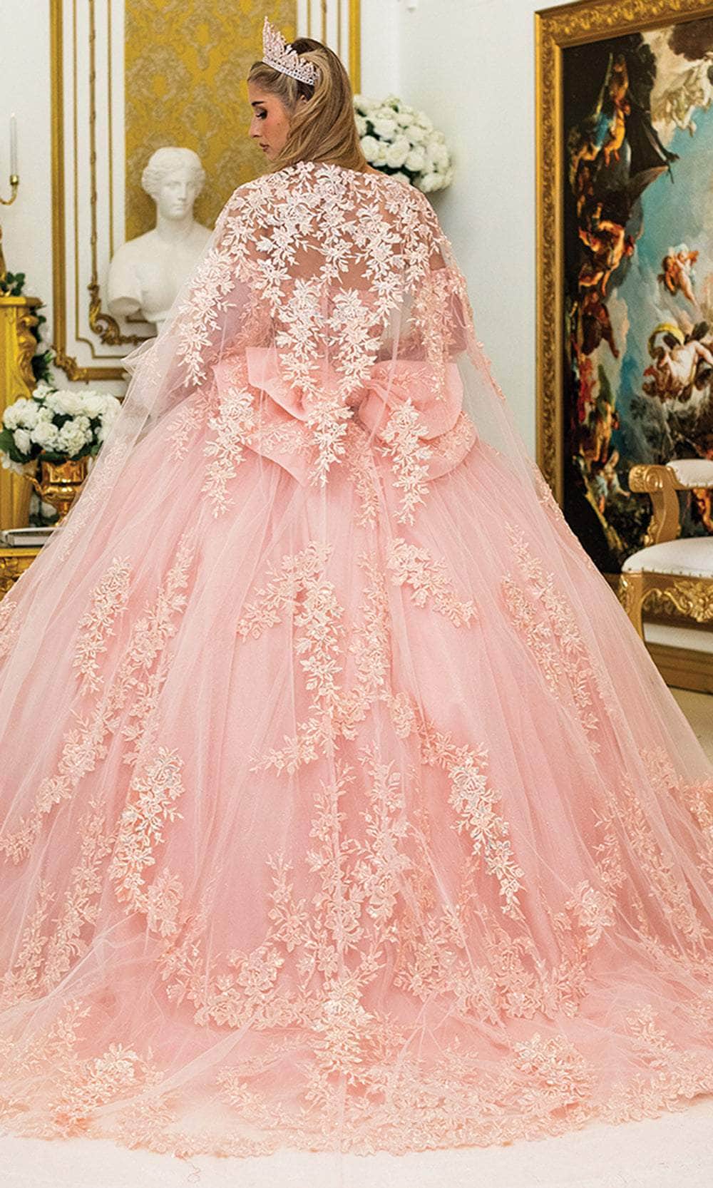 Dancing Queen 5020 - Embroidered Lace-Up Ballgown with Bow Quinceanera Dresses