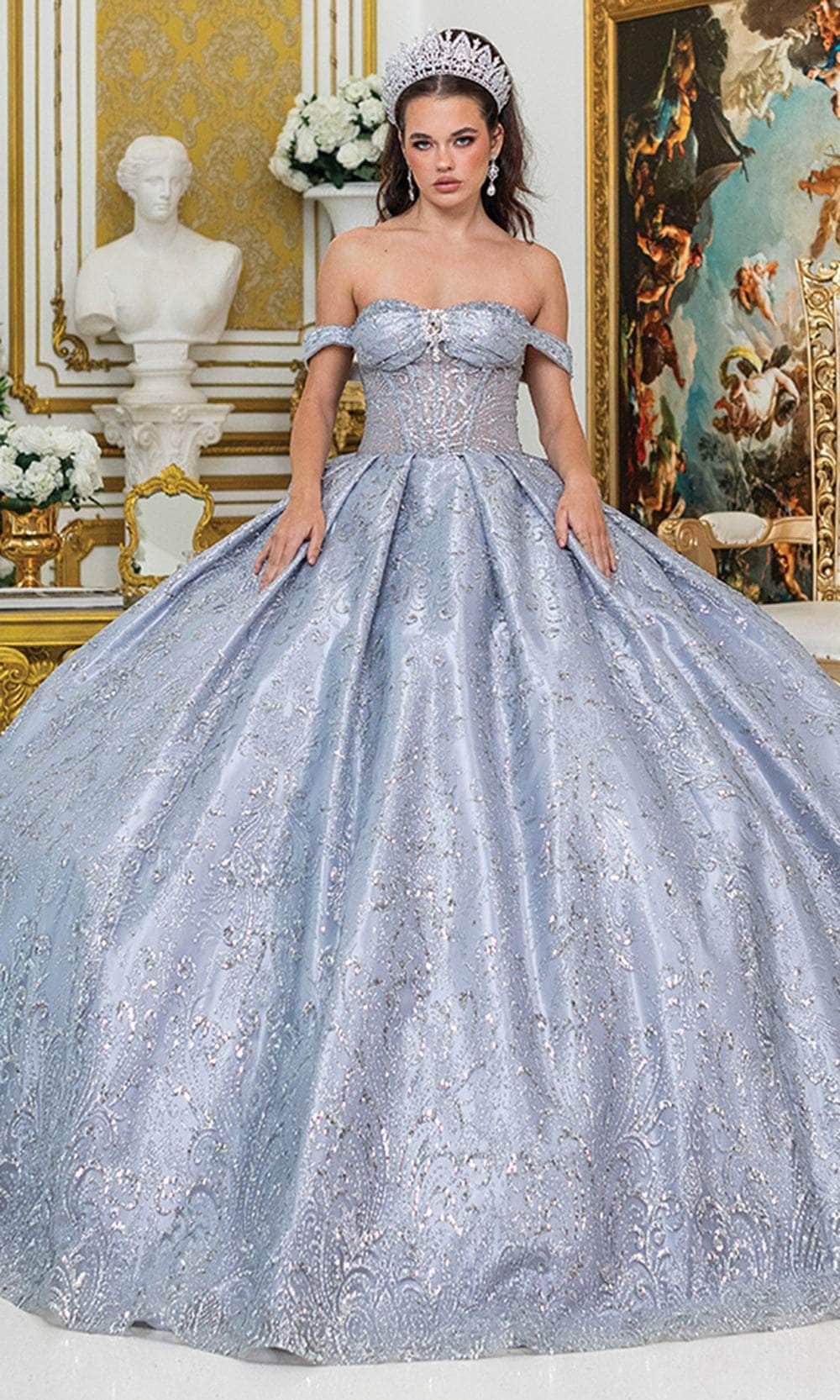 Dancing Queen 5043 - Beaded Off Shoulder Pleated Ballgown Ball Gowns