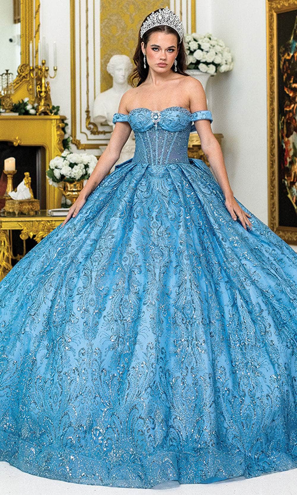 Dancing Queen 5043 - Beaded Off Shoulder Pleated Ballgown Ball Gowns