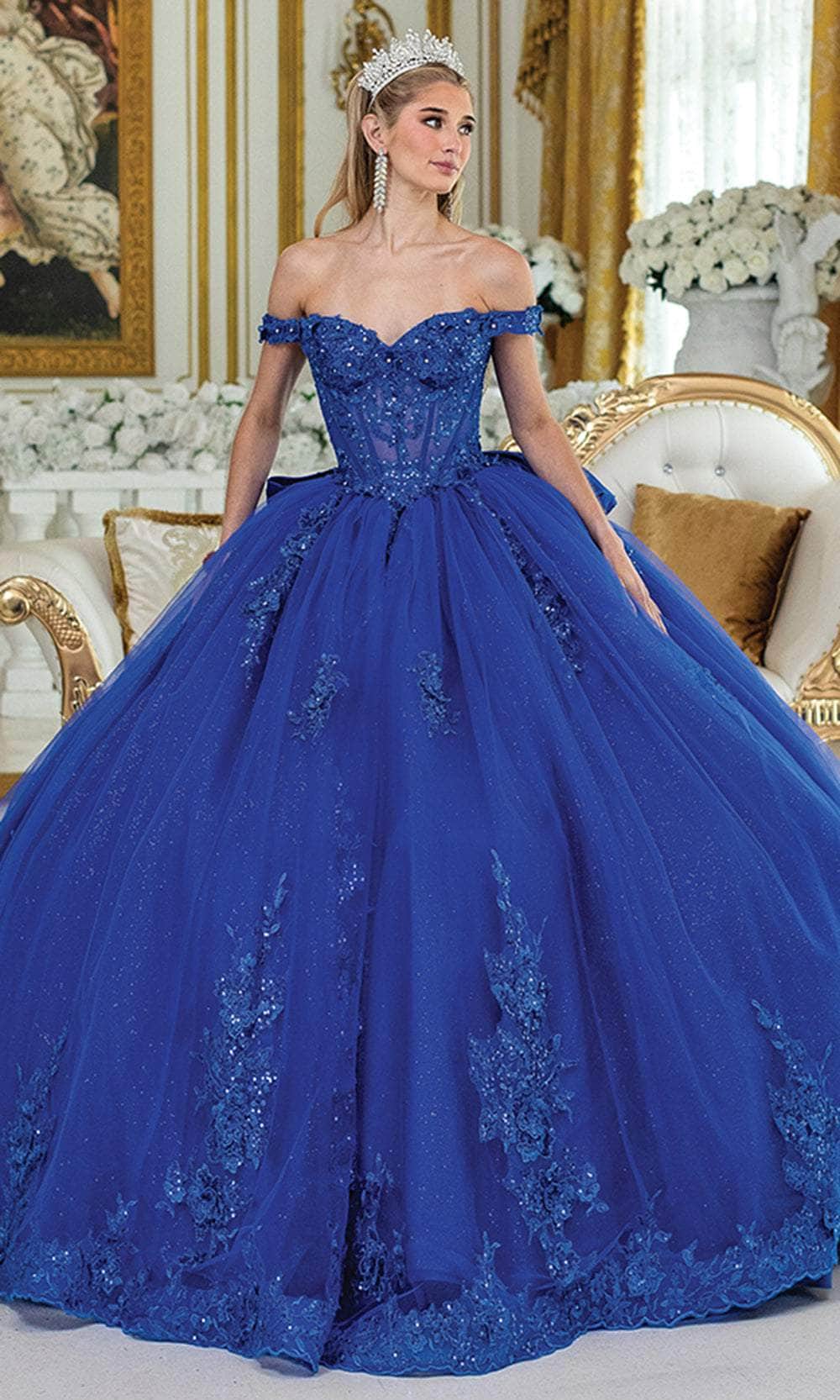 Dancing Queen 5054 - Off-Shoulder Lace Applique Capelet Gown Quinceanera Dresses