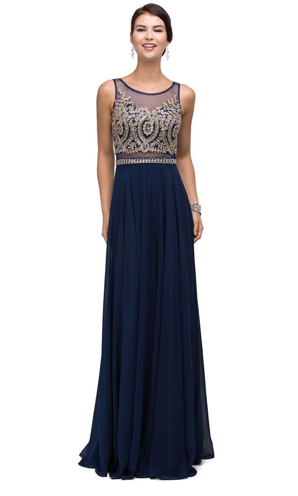 Dancing Queen 9856 - Sleeveless Scoop Prom Gown Prom Dresses XS /  Navy