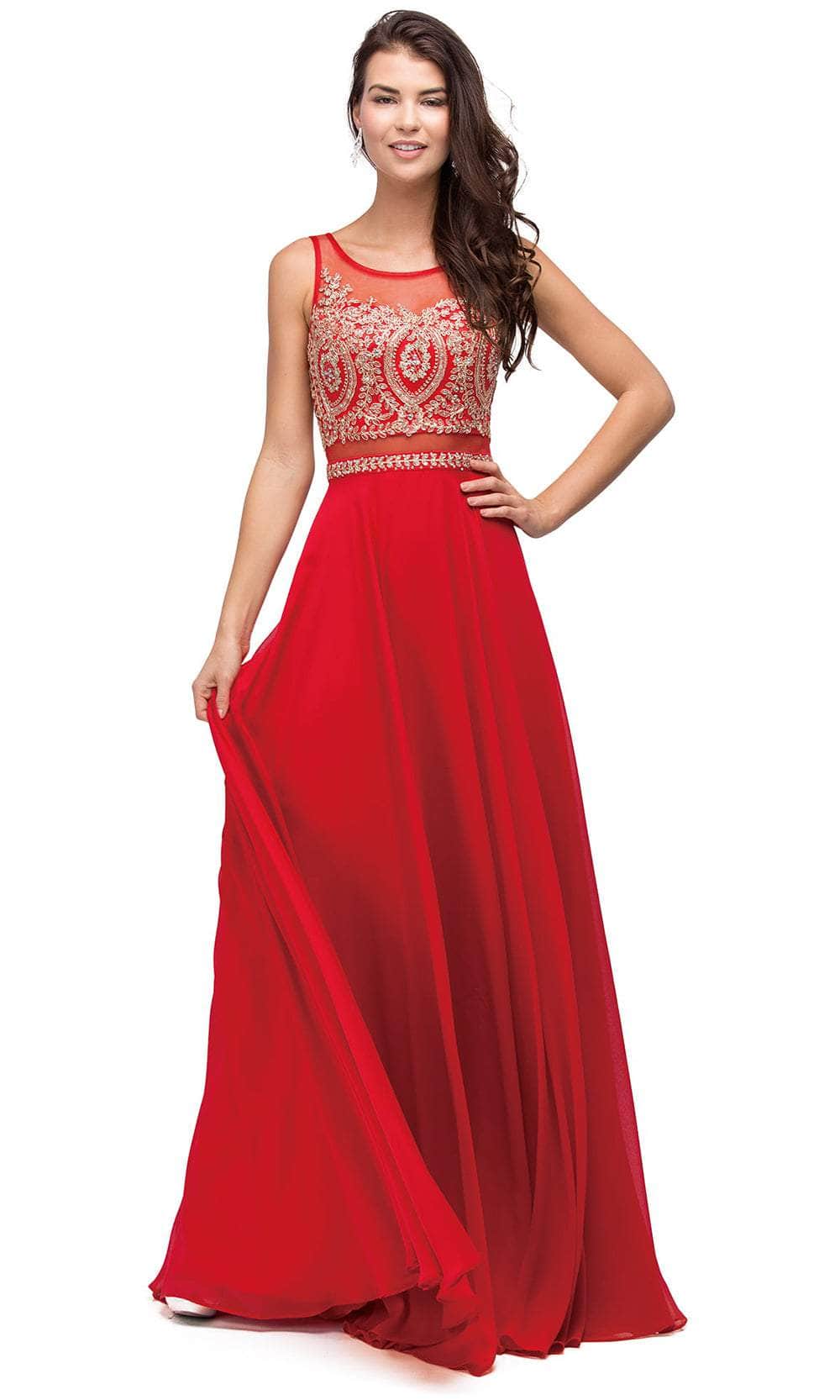 Dancing Queen 9856 - Sleeveless Scoop Prom Gown Prom Dresses XS /  Red
