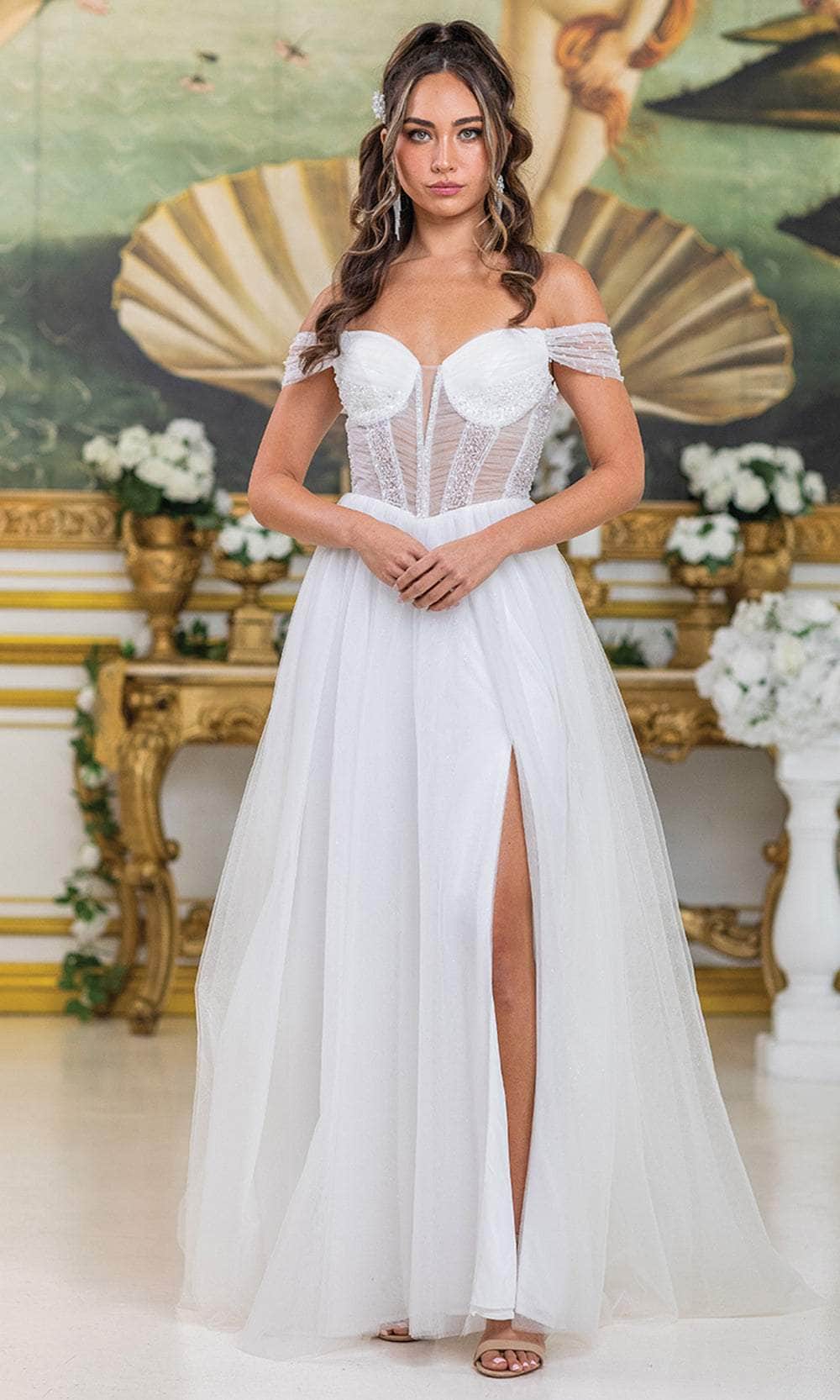 Dancing Queen Bridal 0288 - Off Shoulder Slit Bridal Dress Wedding Dresses