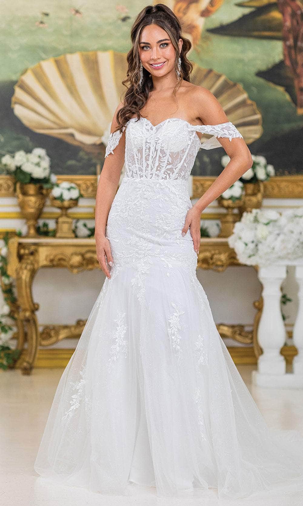 slim fit dress slacks 3D Floral Off-The-Shoulder Wedding Dress