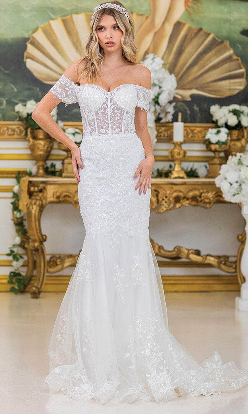 Dancing Queen Bridal - 78 Beaded Lace Off-Shoulder A-line Gown main image 1