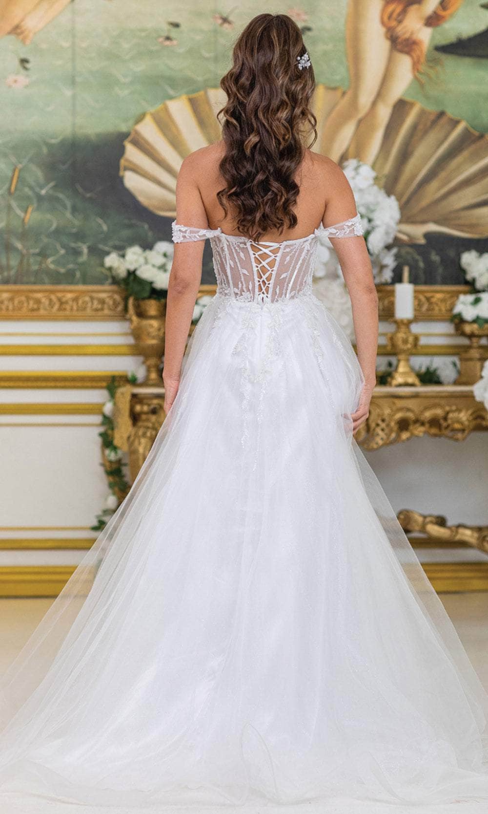 Dancing Queen Bridal 0307 - Beaded Off Shoulder Tulle Dress Wedding Dresses