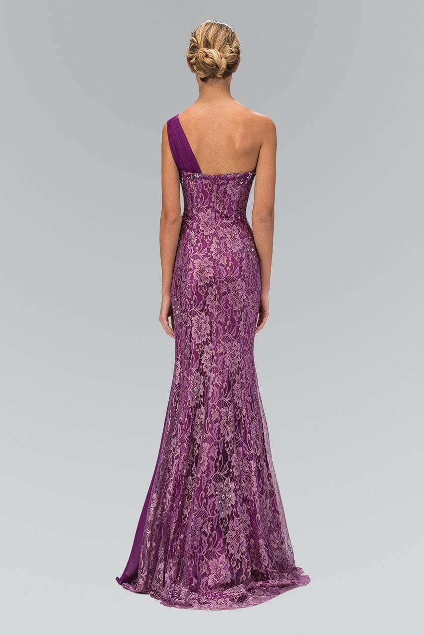 Elizabeth K - GL1000 One Shoulder Lace Dress with Chiffon Overlay Special Occasion Dress