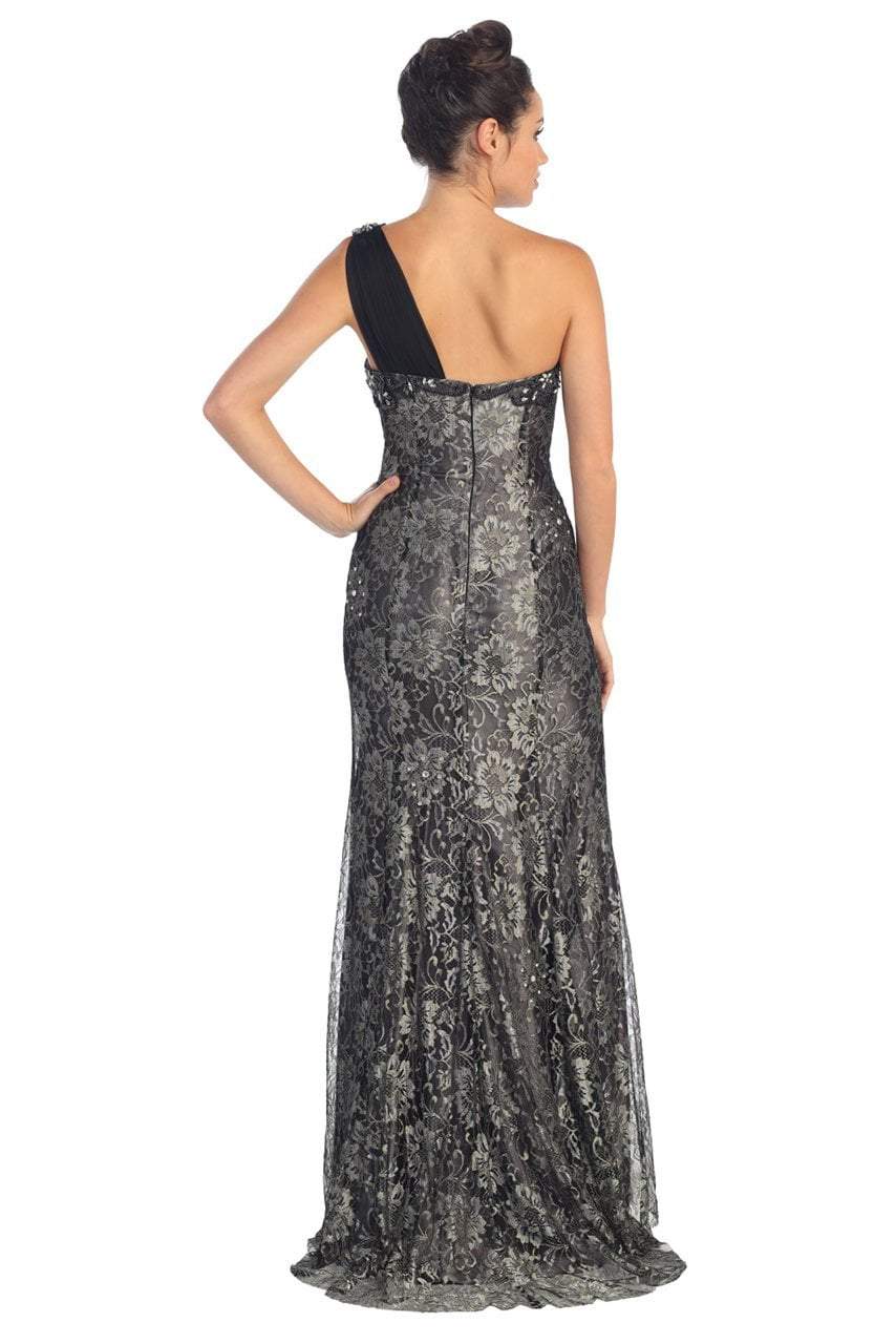 Elizabeth K - GL1000 One Shoulder Lace Dress with Chiffon Overlay Special Occasion Dress