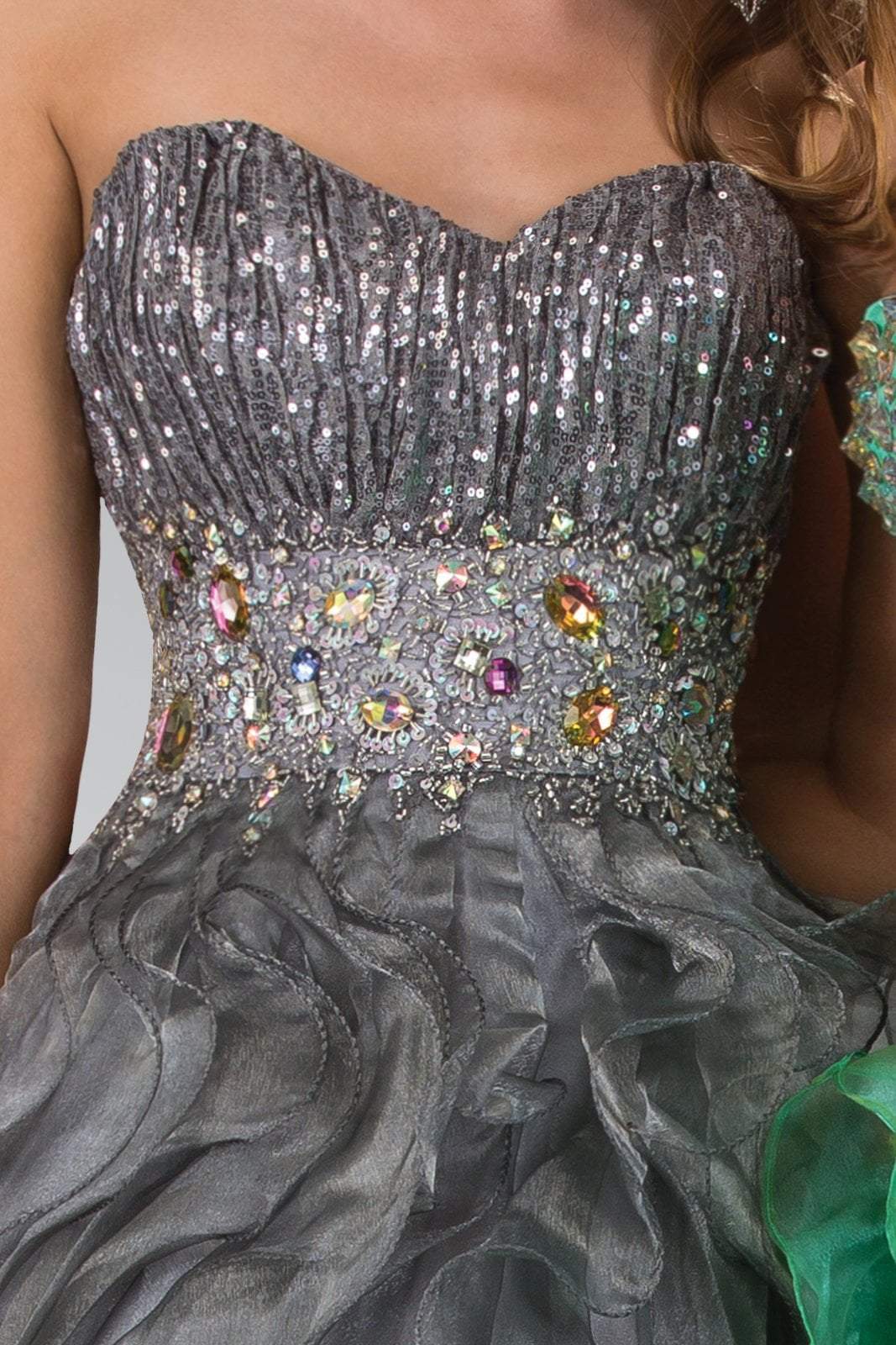 Elizabeth K - GL1026 Jeweled Sweetheart Long Ruffled Dress Special Occasion Dress