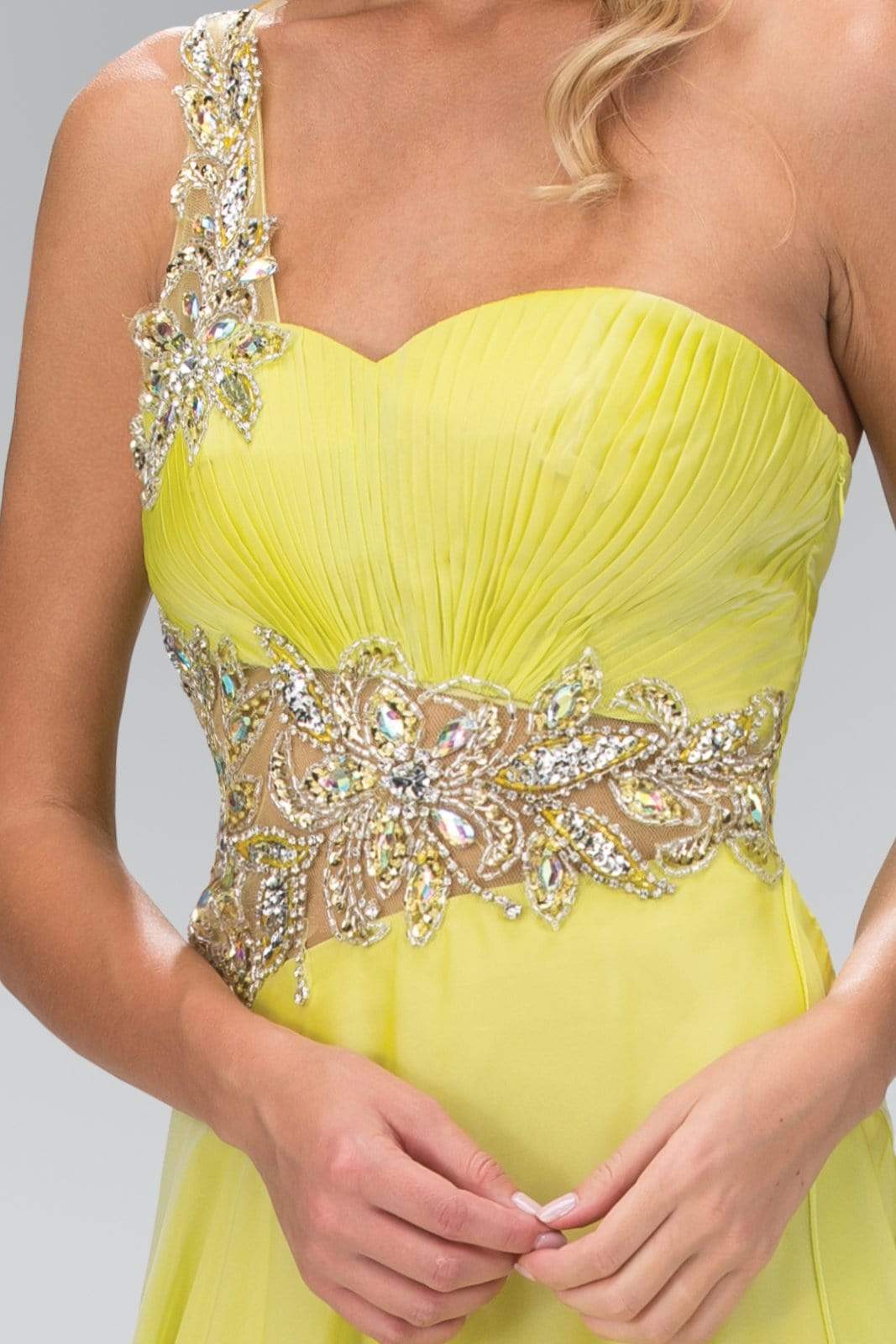 Elizabeth K - GL1083 One Shoulder Jewel Embellished Chiffon Gown Special Occasion Dress